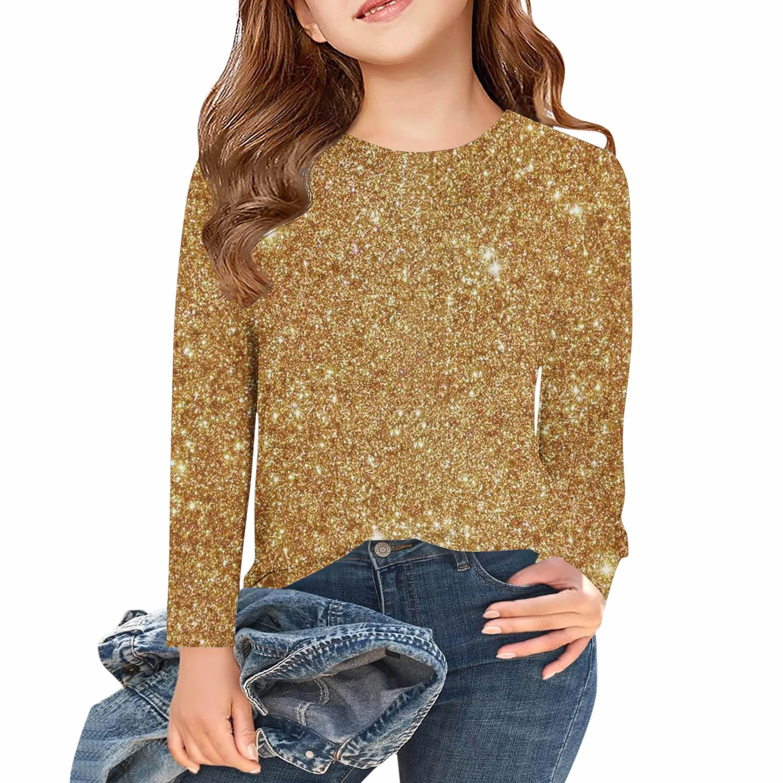 Ybing Jersey para niña, divertido, novedoso, estampado 3D, camiseta de manga larga, cuello redondo, blusa delgada, jersey ligero, camiseta clásica de manga larga, camiseta básica, túnica, algodón,