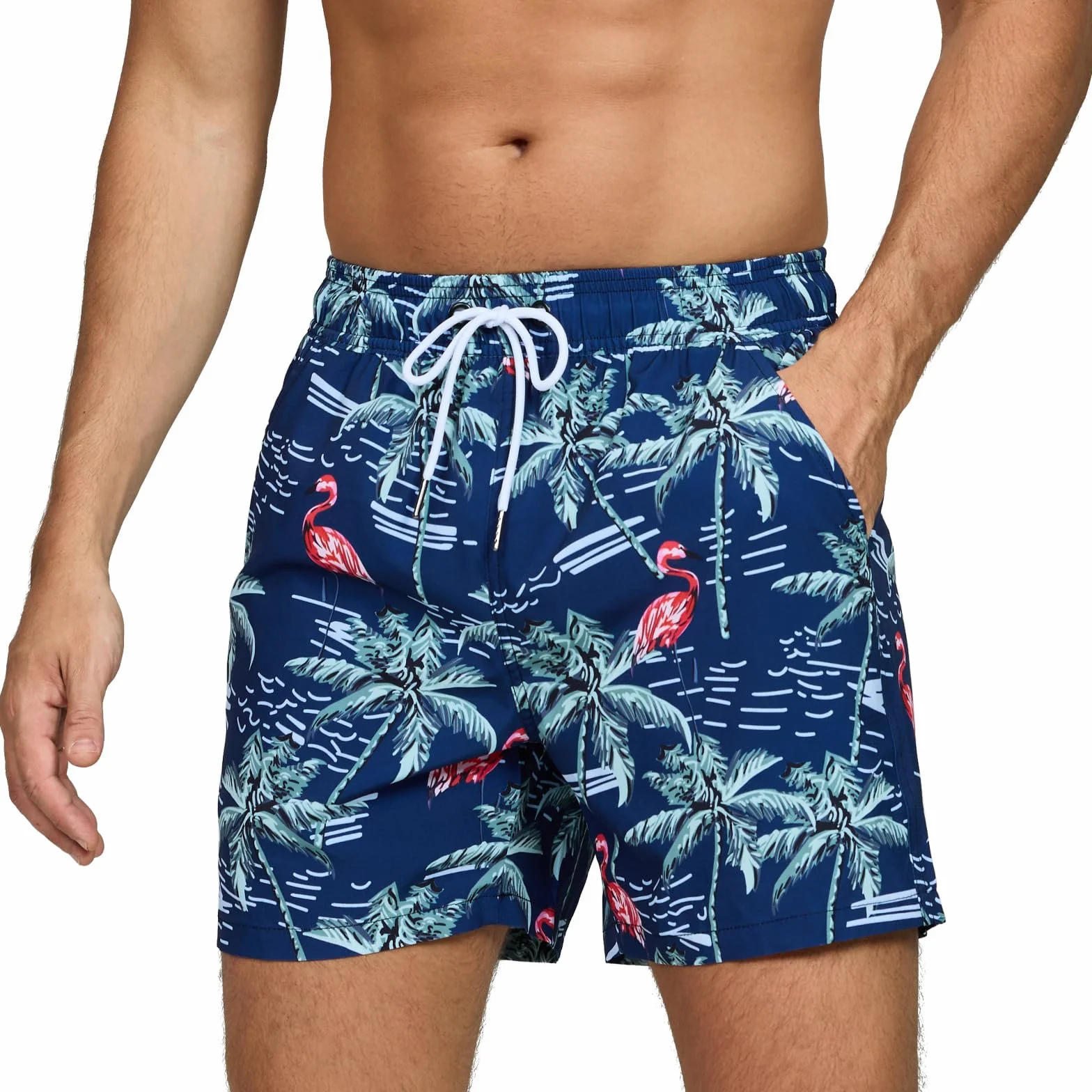 Bañador Hombre Secado Rapido Respirable Traje de Baño Estampado Ligero Boxer con Cremallera para Natacion Playa Surf