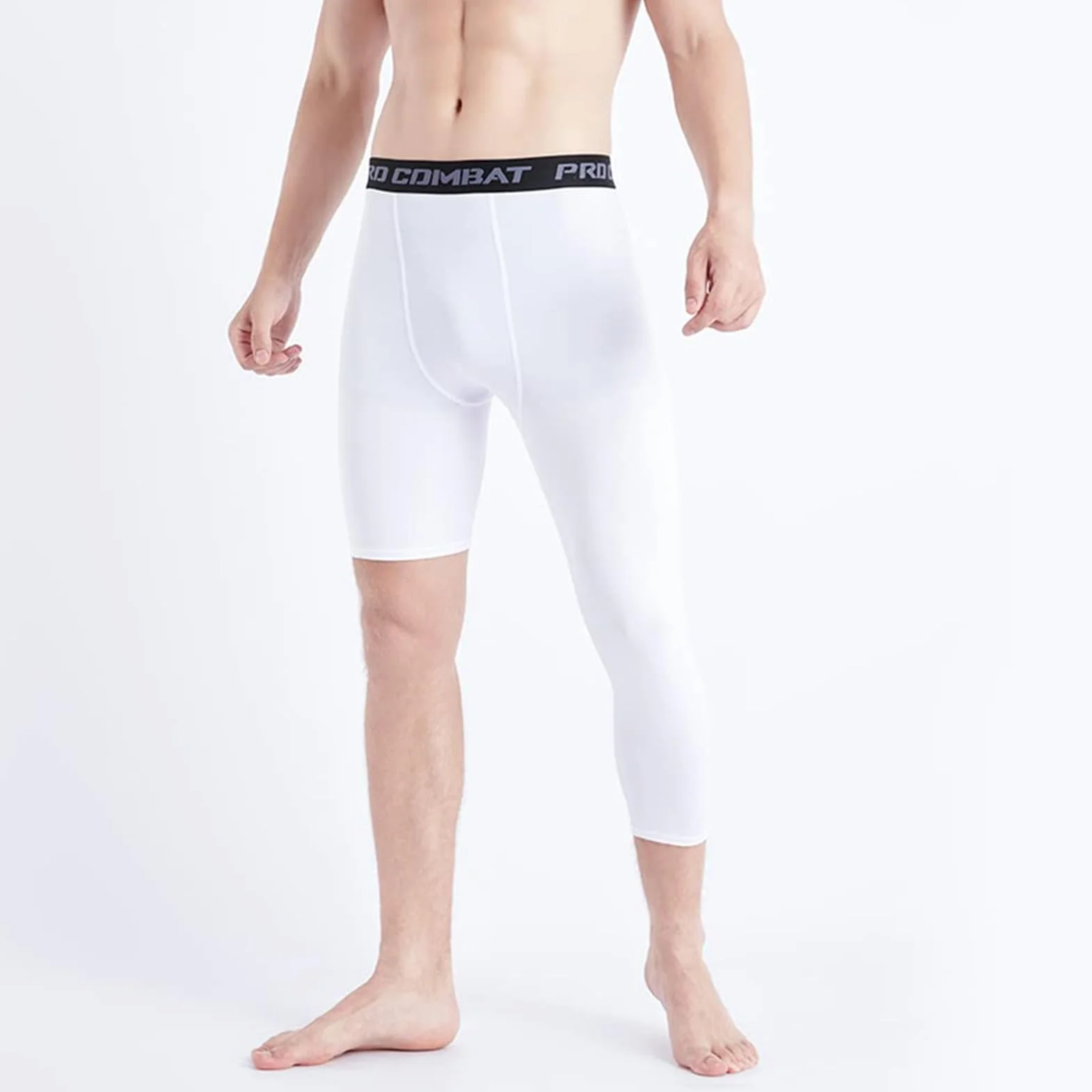 Pantalones de Compresión para Hombre, Mallas Deporte 3/4, Tejido de Secado Rápido, Running, Fitness