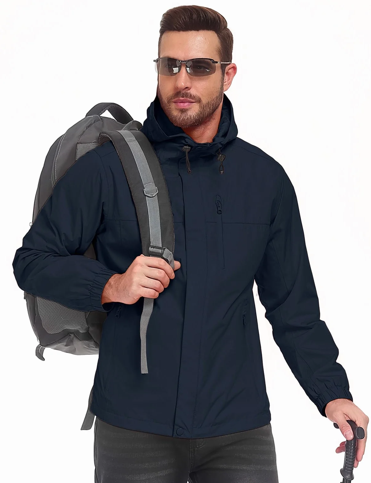 Xnova Chaqueta Impermeable Hombre Cortavientos Plegable con Capucha para Senderismo