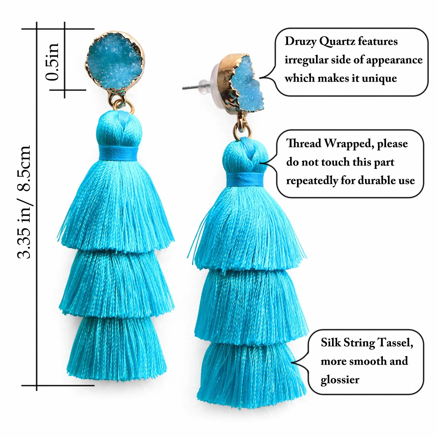 Bohemian Big Dangle Drop Earrings for Women Colorful Layered Fashion Tassel Hypoallergenic