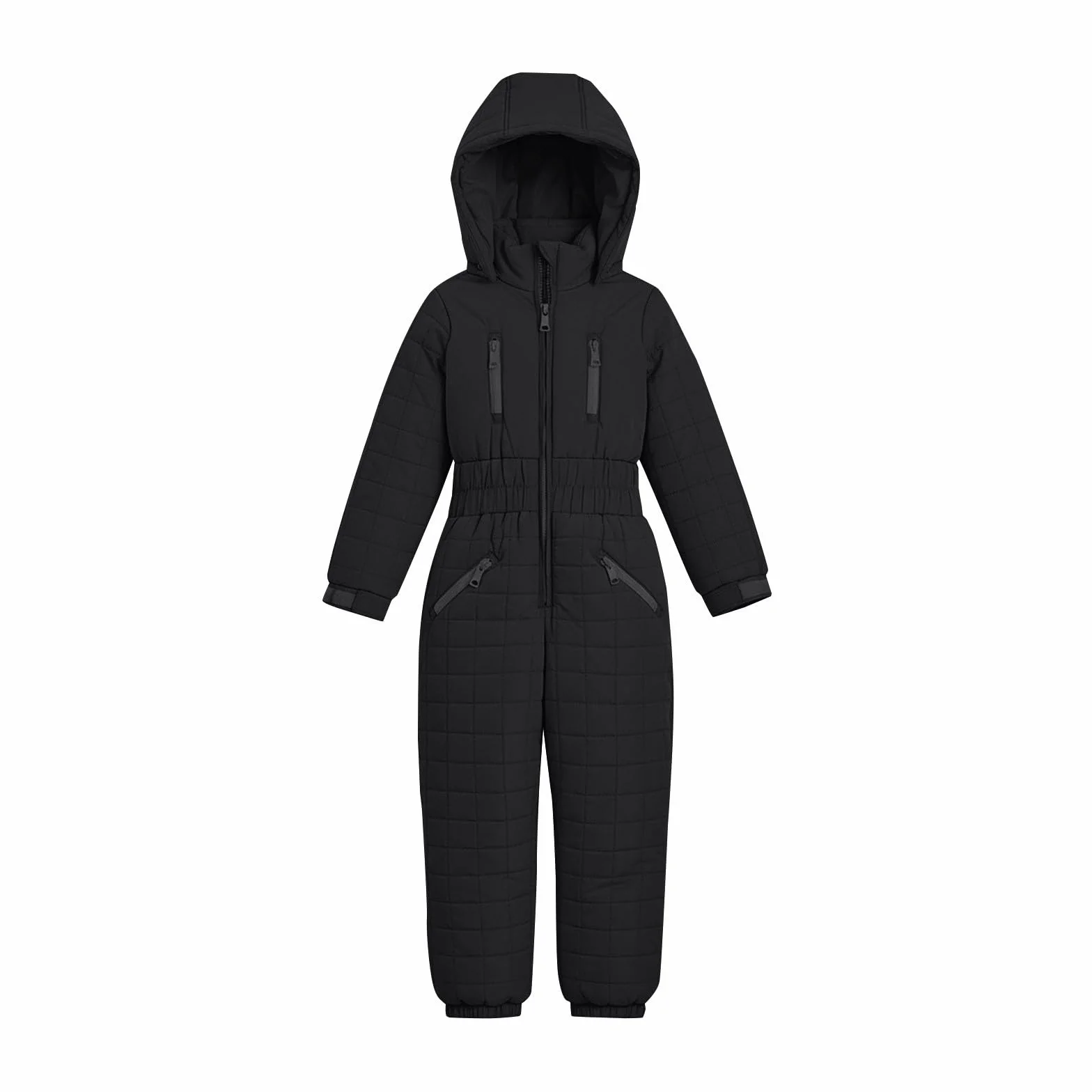 Traje de nieve acolchado para jóvenes con cremallera central, mono con capucha y forro polar otoño invierno