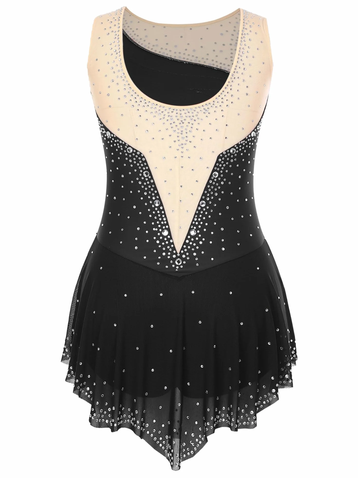 IEFIEL Vestido de Patinaje Artistico Mujer sin Mangas Maillot Leotardo Gimnasia Baile Lirico Moderno Disfraz Bailarina