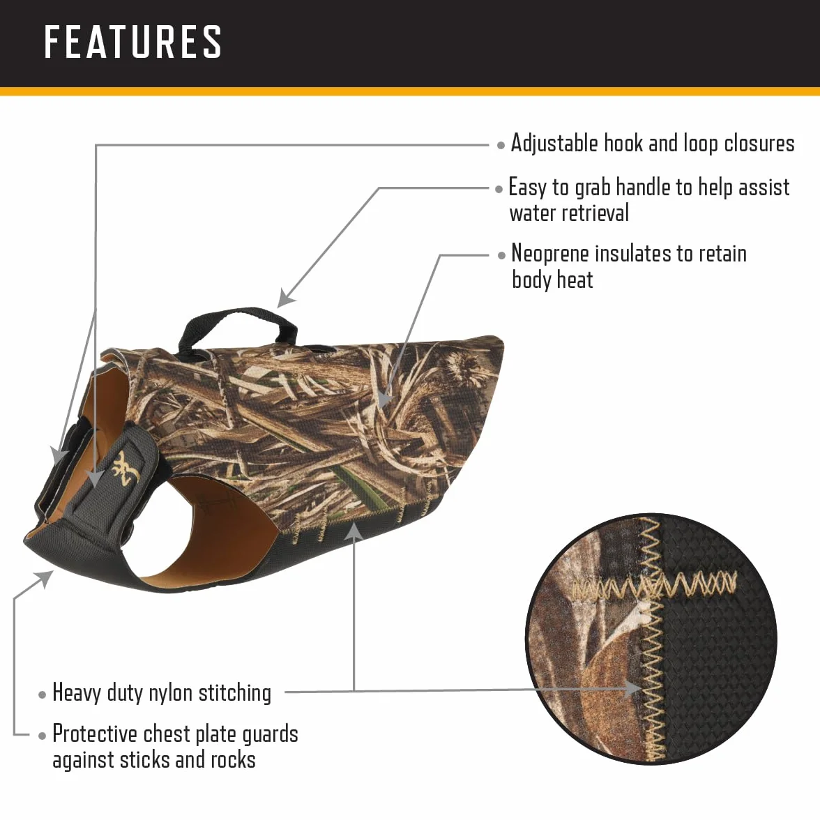 Browning Realtree MAX-5 Chaleco de Neopreno para Perro 5 mm Talla L