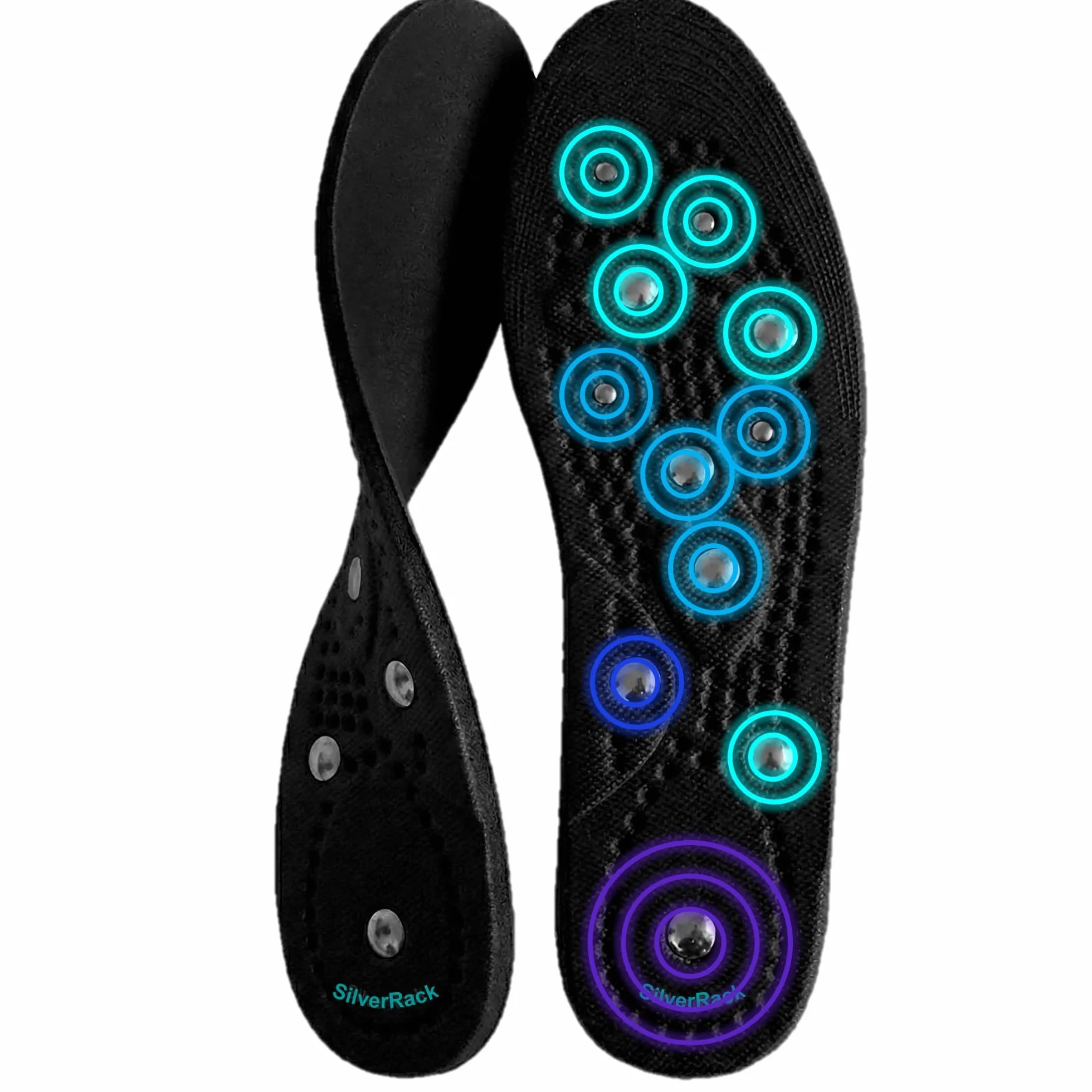 SilverRack Plantillas ortopédicas magnéticas con acupresión y masaje (Negro) soporte reflexología