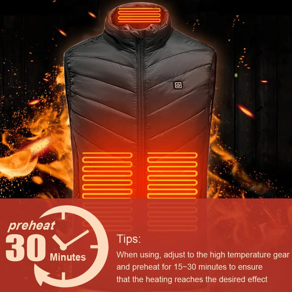 Chaqueta Calefactor Eléctrica USB 3 Temperaturas Ajustable Hombre Mujer Invierno