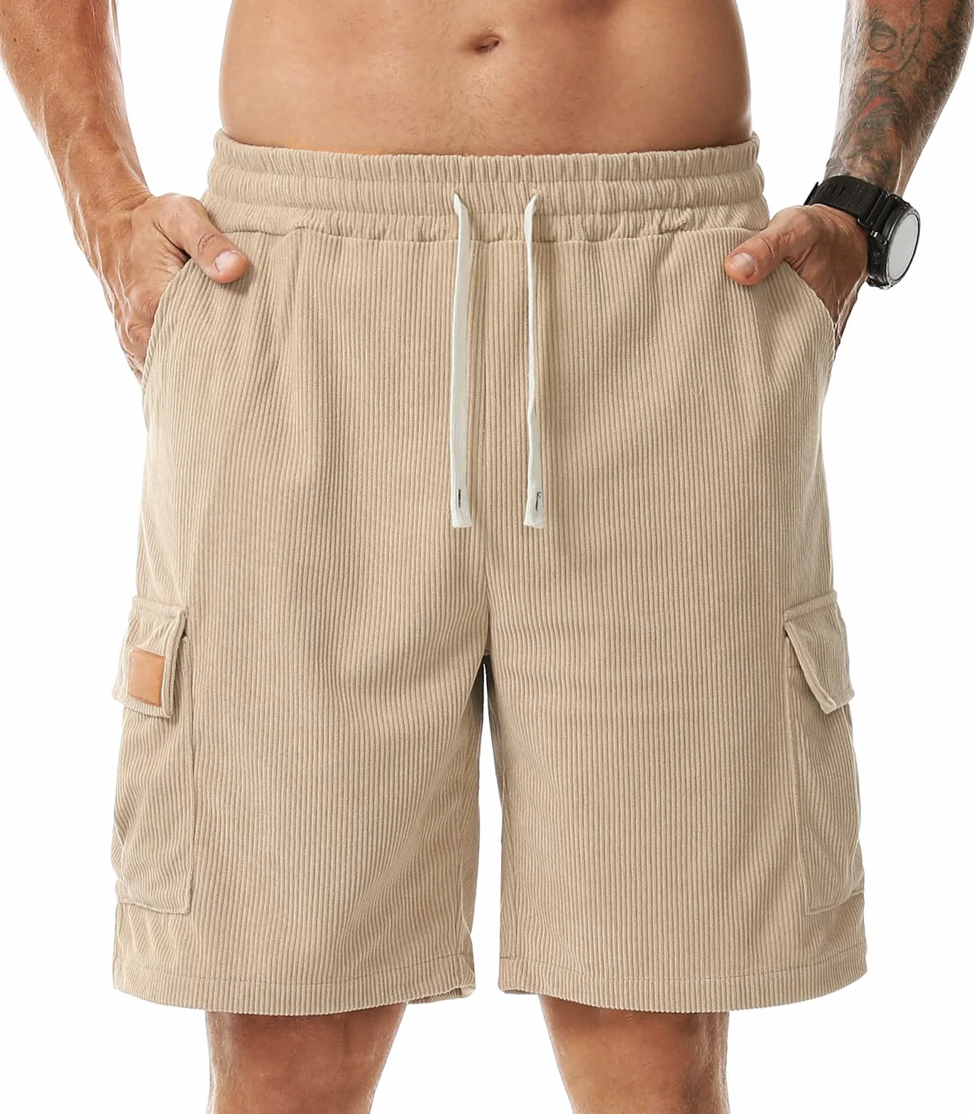 Bermudas Hombre Pana Casual con Bolsillos Deportivos