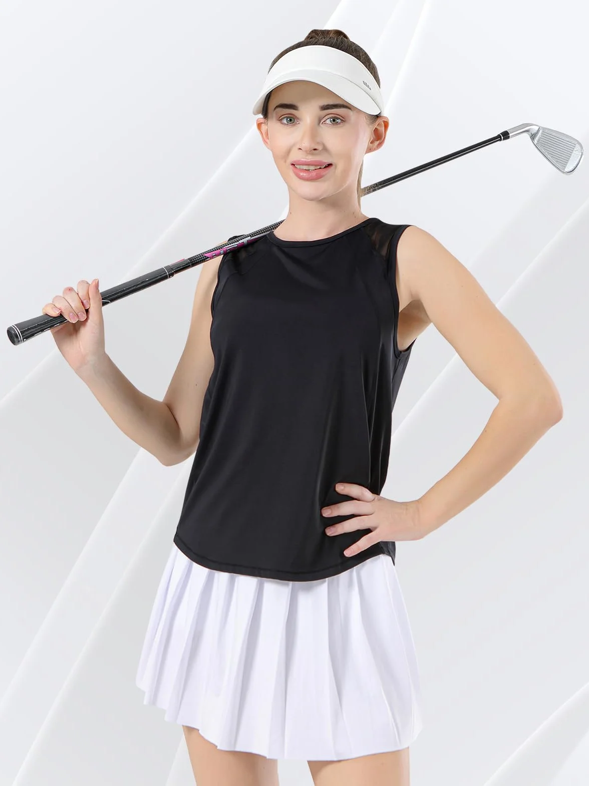 Bezioner Camiseta Deportiva Mujer sin Mangas Malla Tirantes Tops para Tenis Golf Yoga Correr