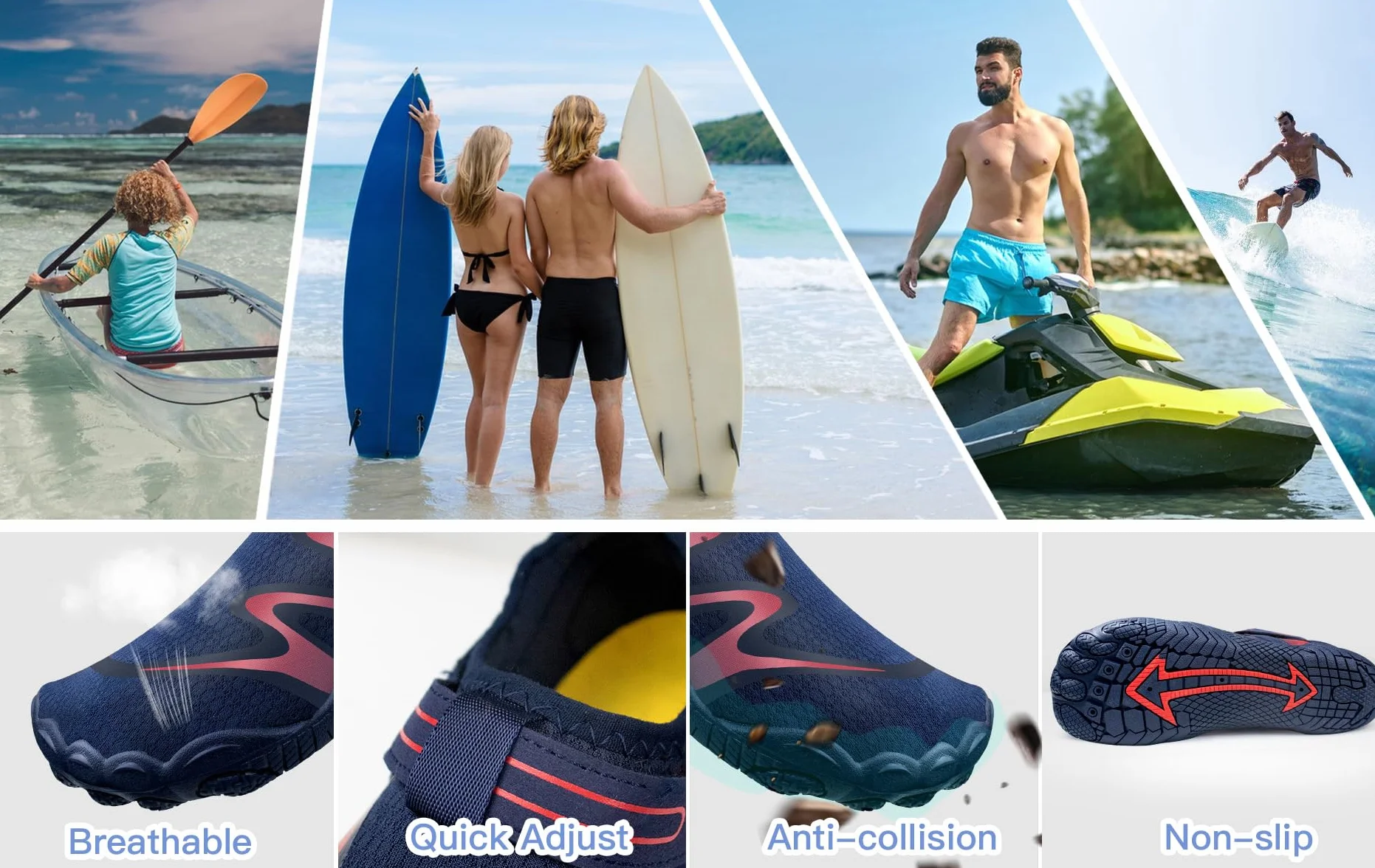 Zapatos Acuáticos para Mujeres, Zapatos de Surf de Playa Descalzos, Calcetines de Yoga de Secado Rápido