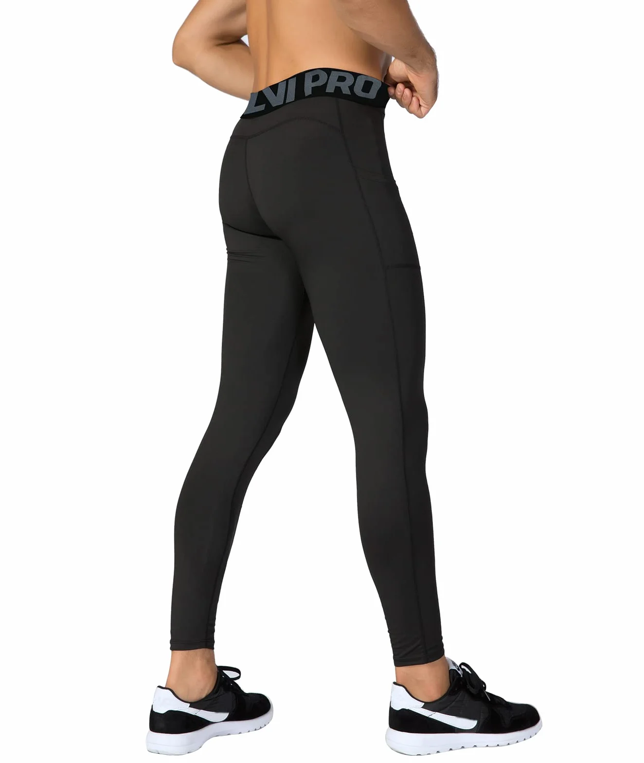 Hombre Pantalón de Compresión Deportivo Mallas con Bolsillos para Teléfono