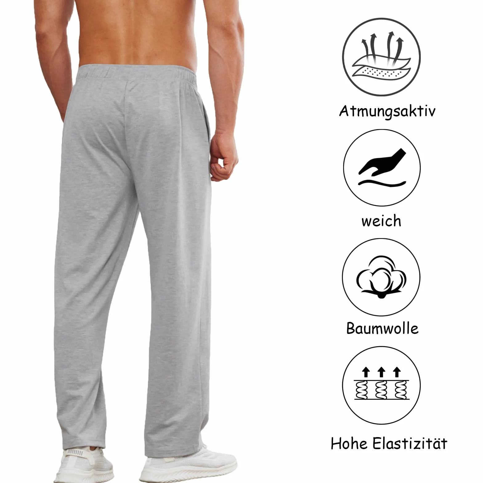 PINSPARK Pantalones de recuperación Hombre Cremallera Completa Algodón Abertura Lateral Bolsillos