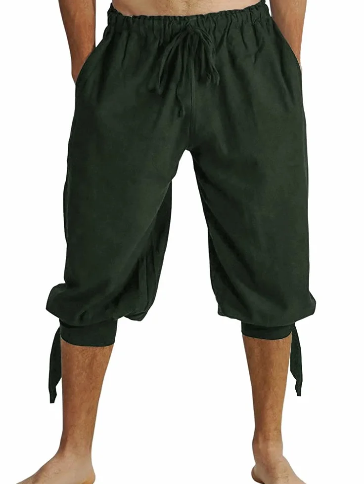 Runcati Pantalones cortos para hombre con cordones vikingos pirata medieval playa