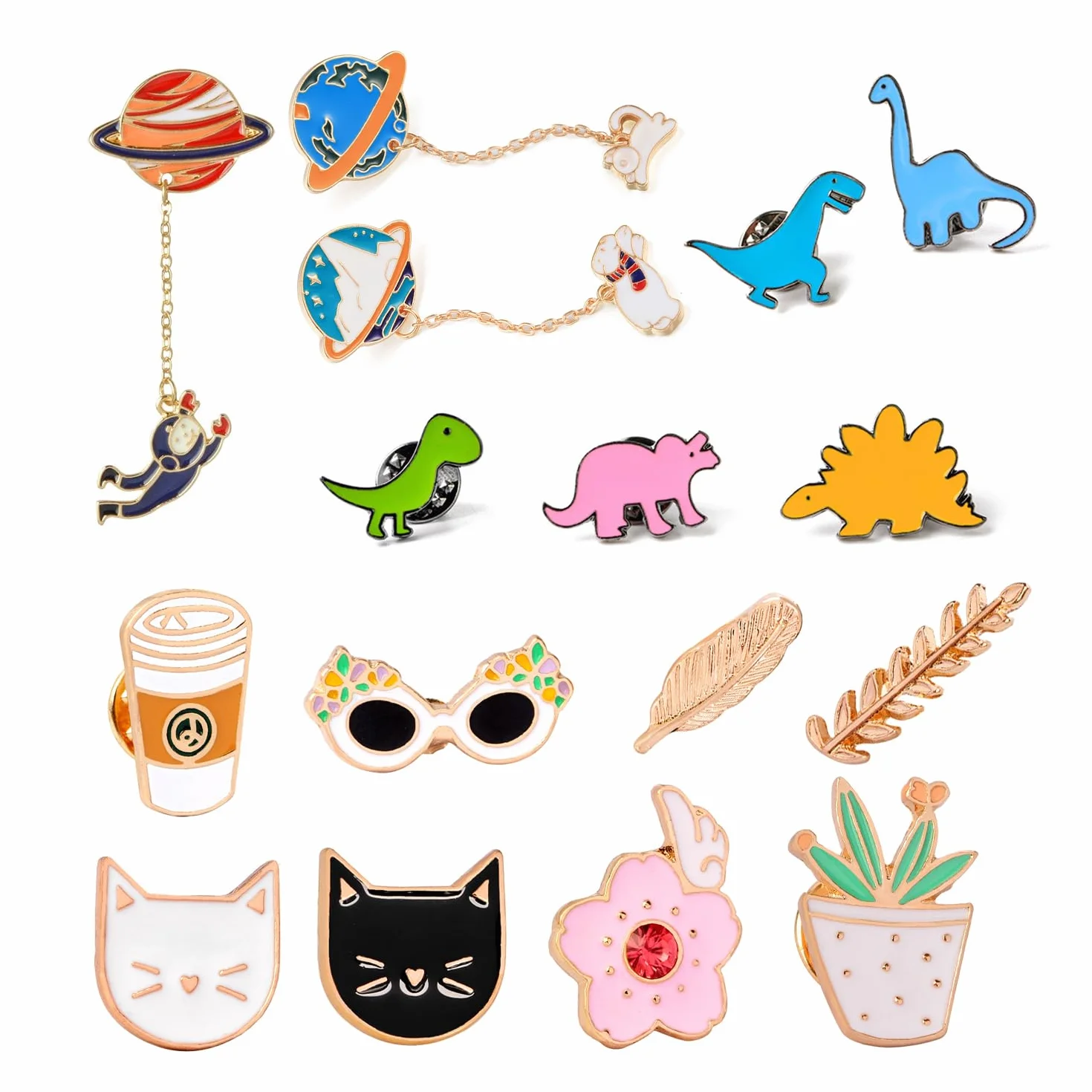 Juego de 16 Broches de Dibujos Animados de Acero Inoxidable, Accesorios de Ropa 20x15x1cm