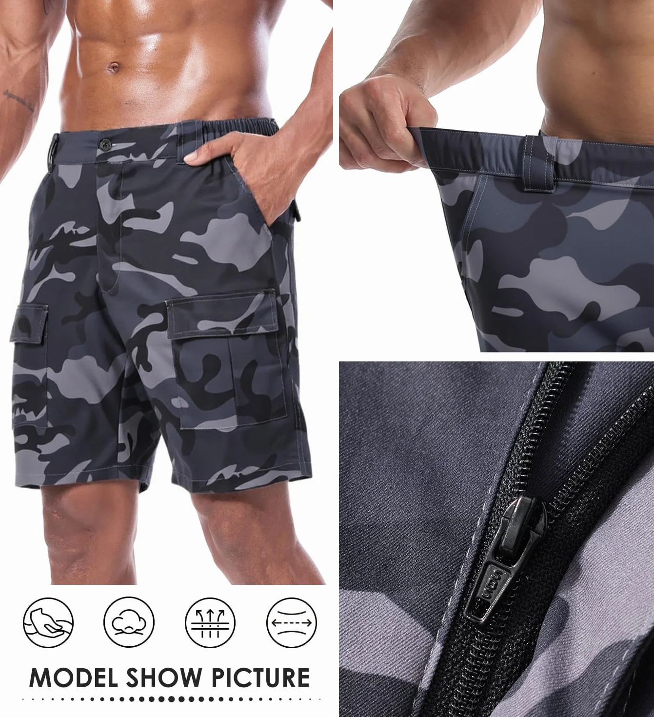Pantalones Cortos Cargo para Hombre Verano con Múltiples Bolsillos