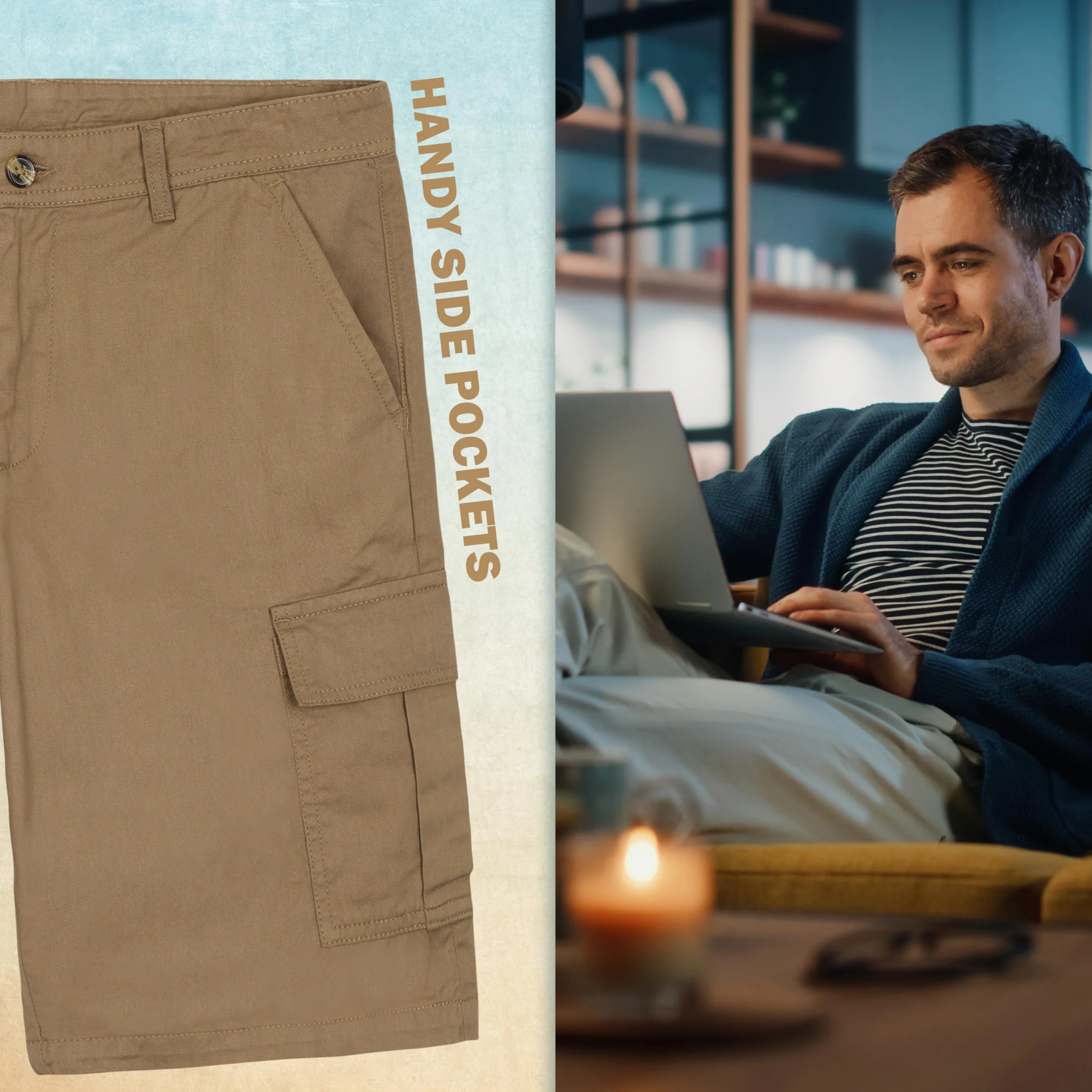 Pantalón Corto de Carga CityComfort para Hombre con Bolsillos