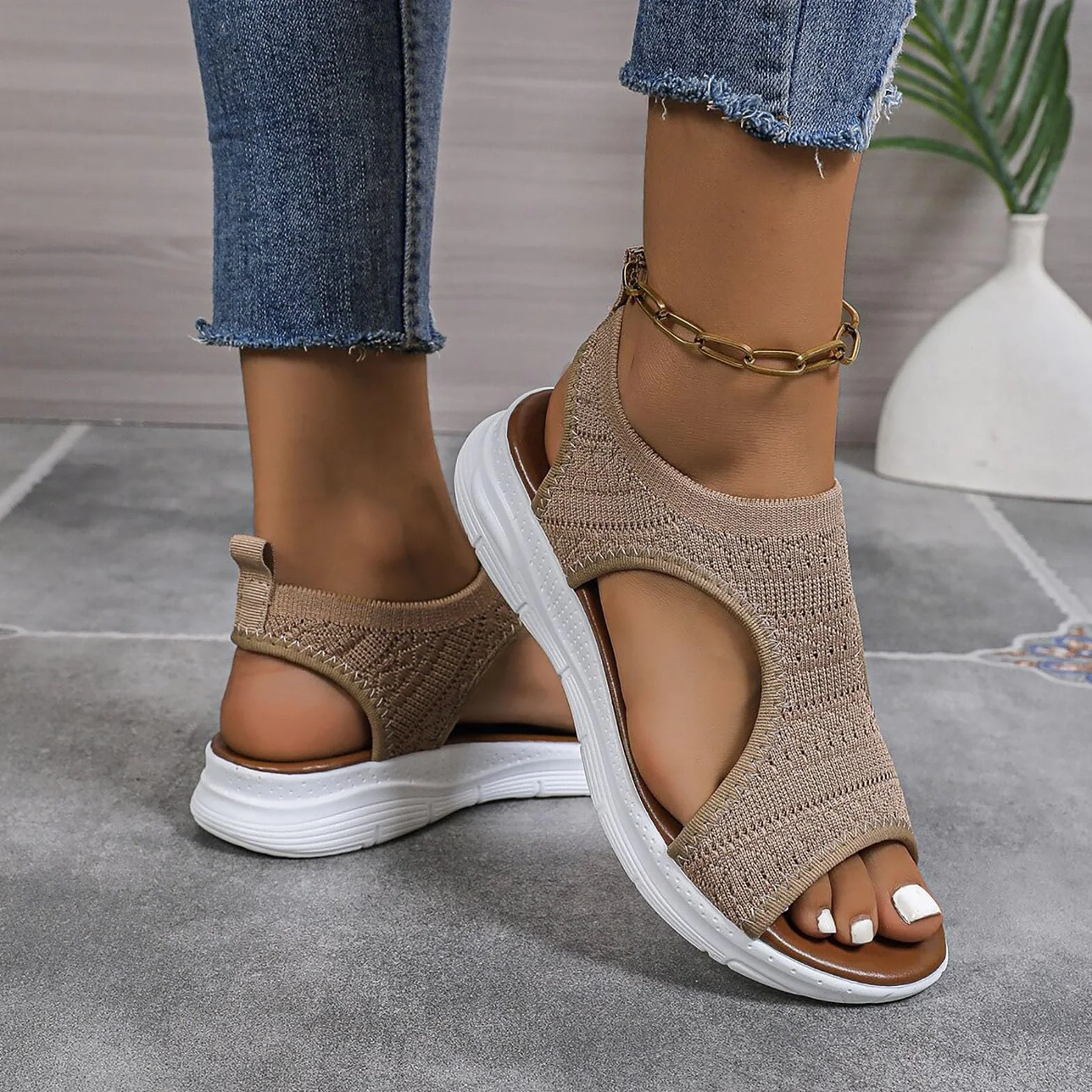 Sandalias Deportivas Ortopédicas para Mujer Moda con Punta Abierta Cuña Lavable de Verano