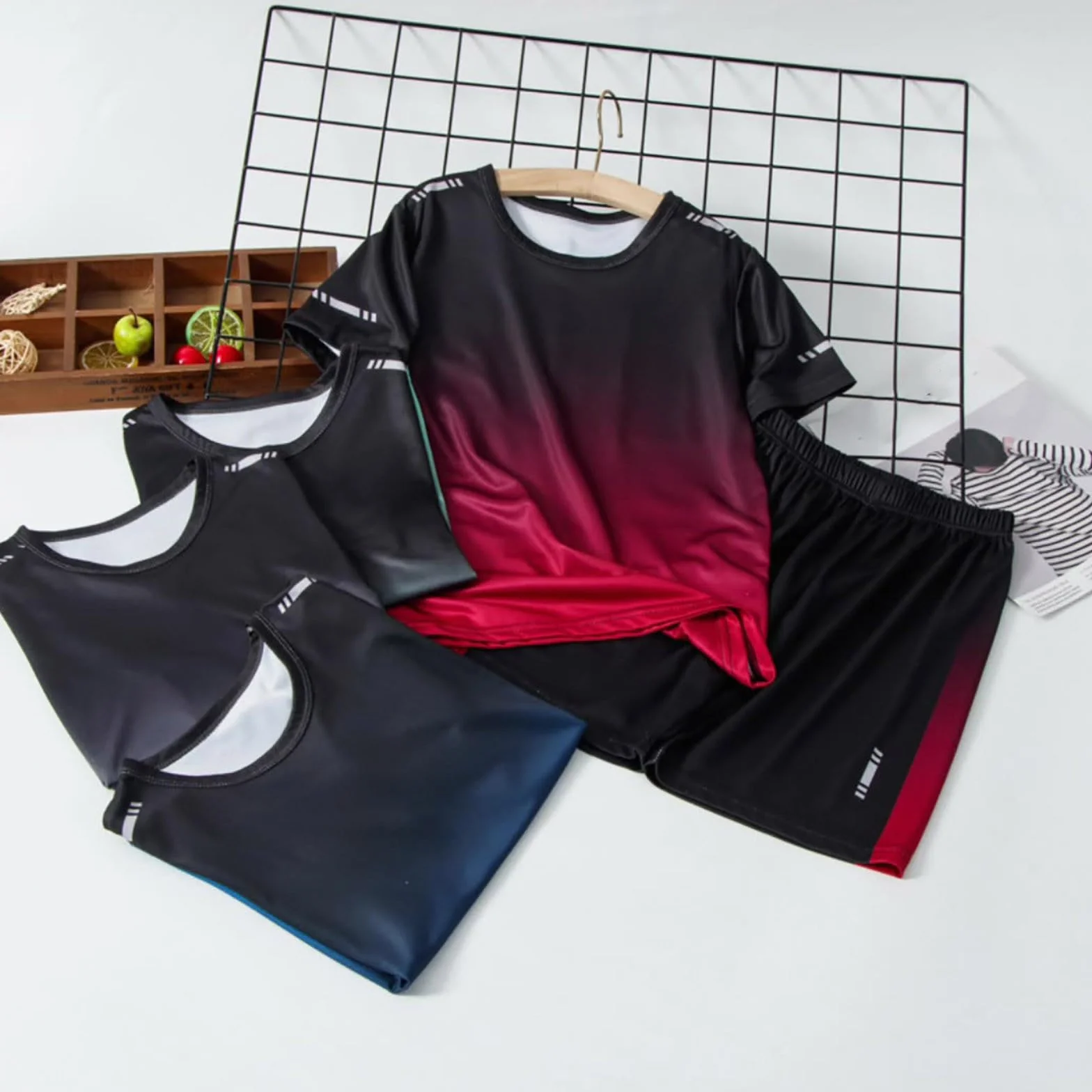 Conjunto completo de ropa de verano para niños camisetas manga corta y pantalones cortos deportes