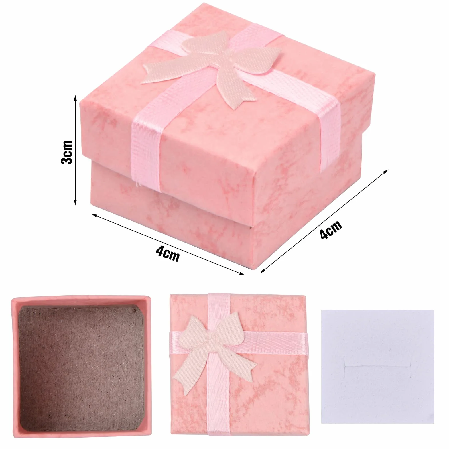 Caja de Regalo para Joyería 24 Piezas, Caja de Anillo, Cajas de Cartón Pequeñas 4x4x3cm Rosa