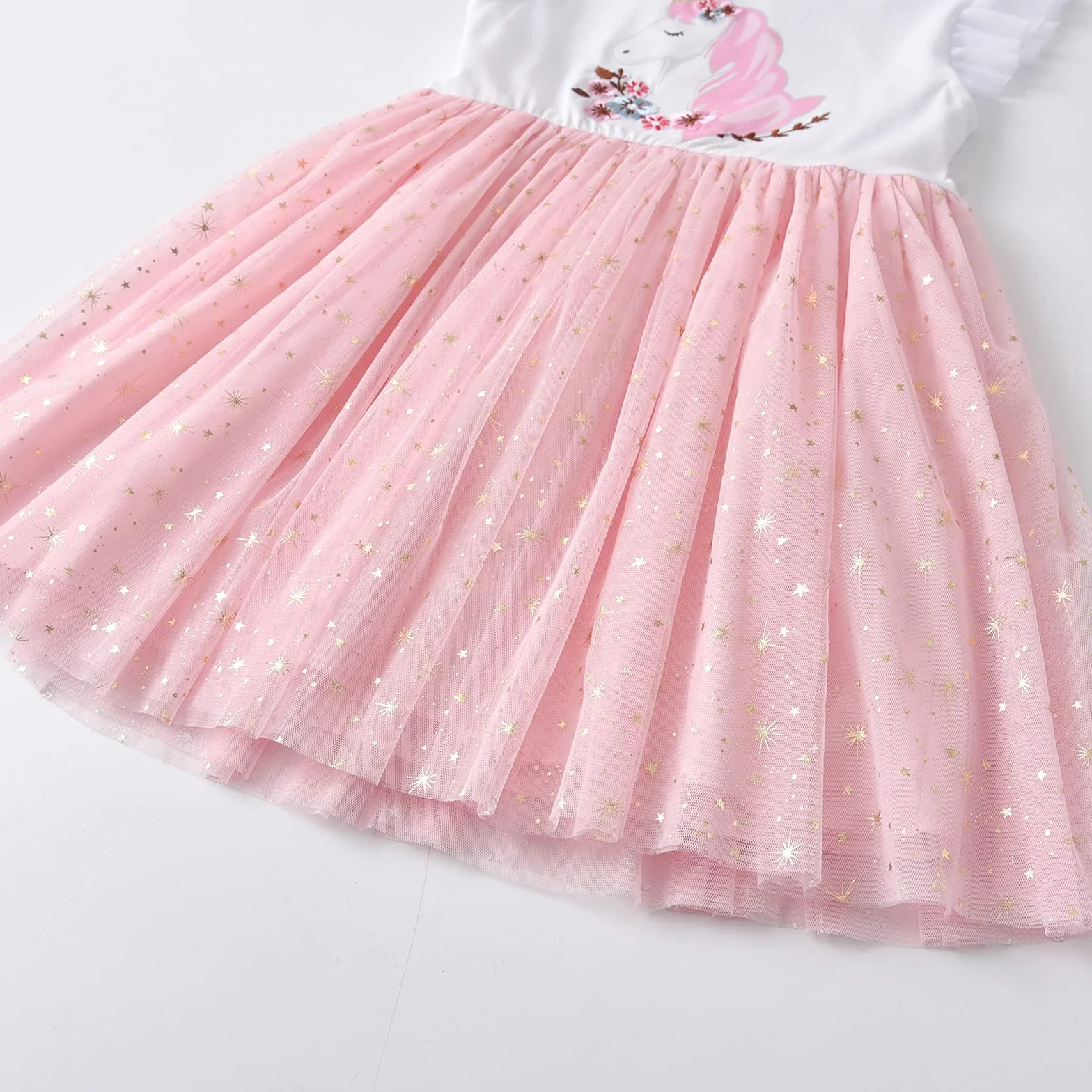 Vestido Tutu Algodón Tulle Manga Larga Mariposa Unicornio Niñas 2-8 Años