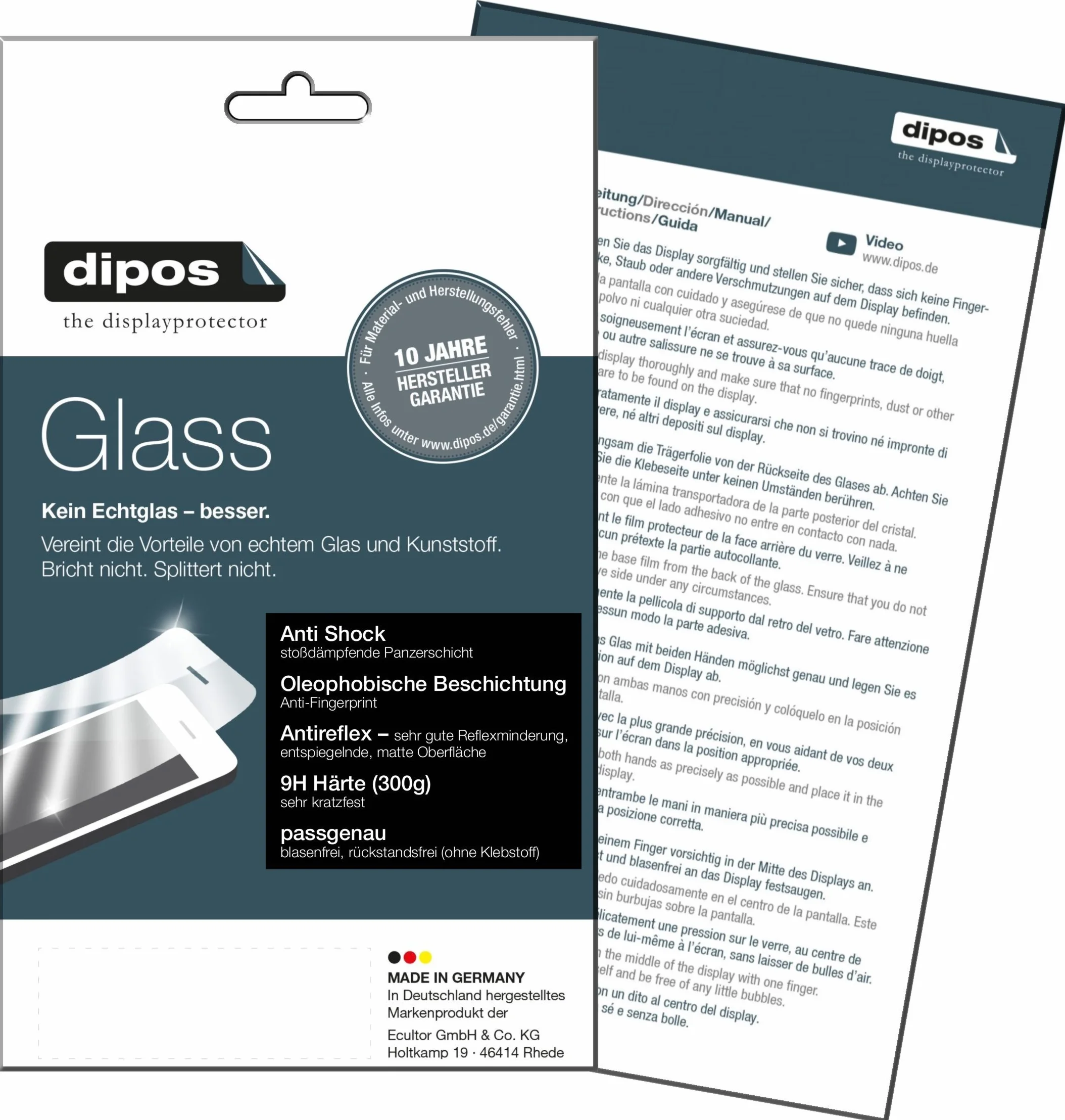dipos Protector de Pantalla Mate 55mm Reloj Vidrio Flexible 9H