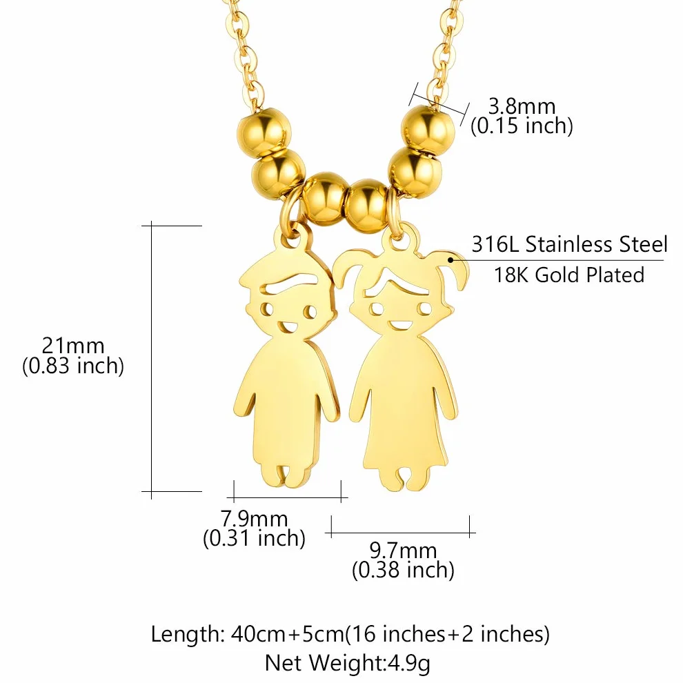 Collar Acero Inoxidable 316L Oro 18K Colgante Niño Niña Mujer Regalo Día Madre