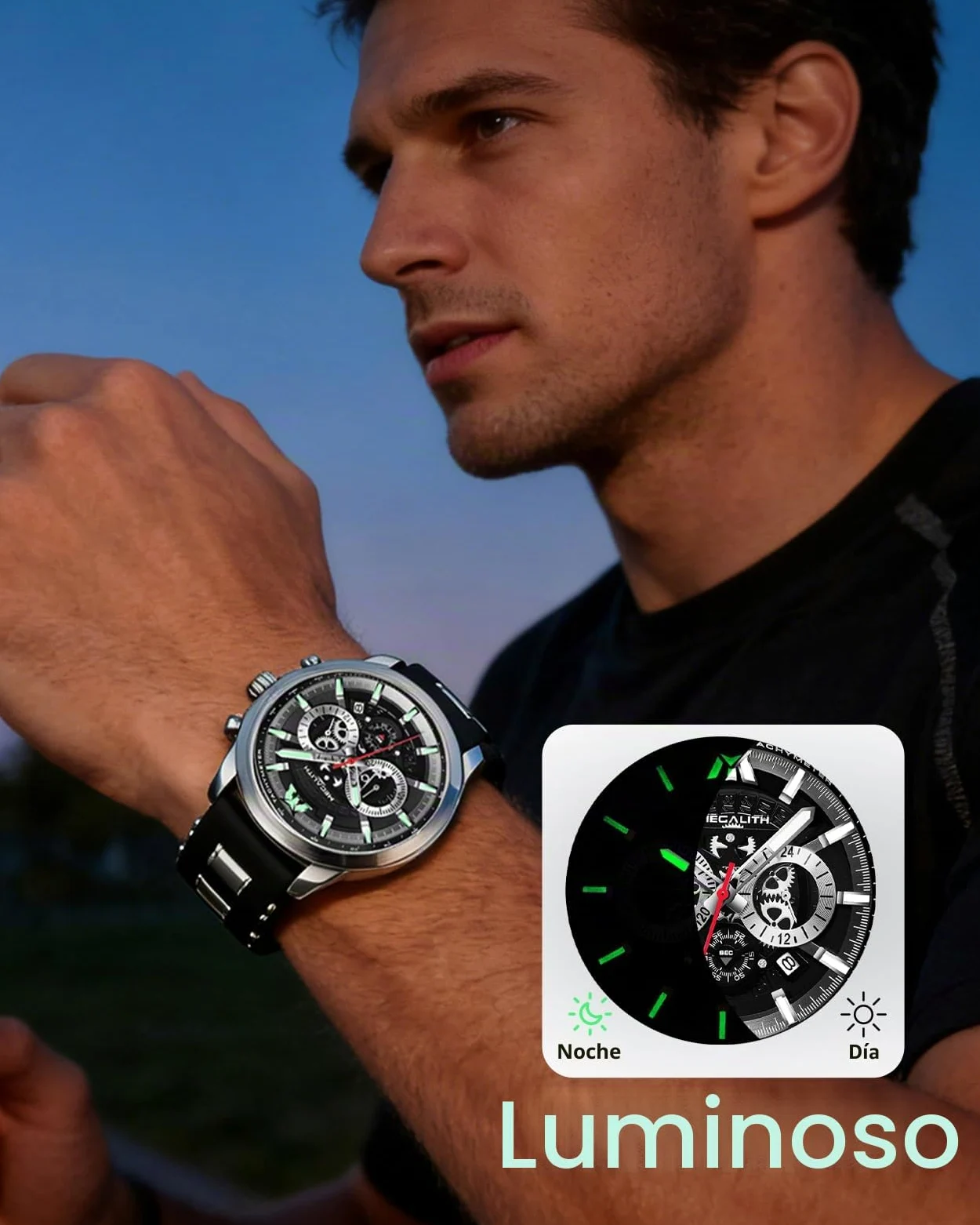 MEGALITH Reloj Hombre Grande Deportivo: Impermeable Analógico Cronografo Relojes con Fecha Luminosa - Regalo Aniversario Cumpleaños para Moda Hombres
