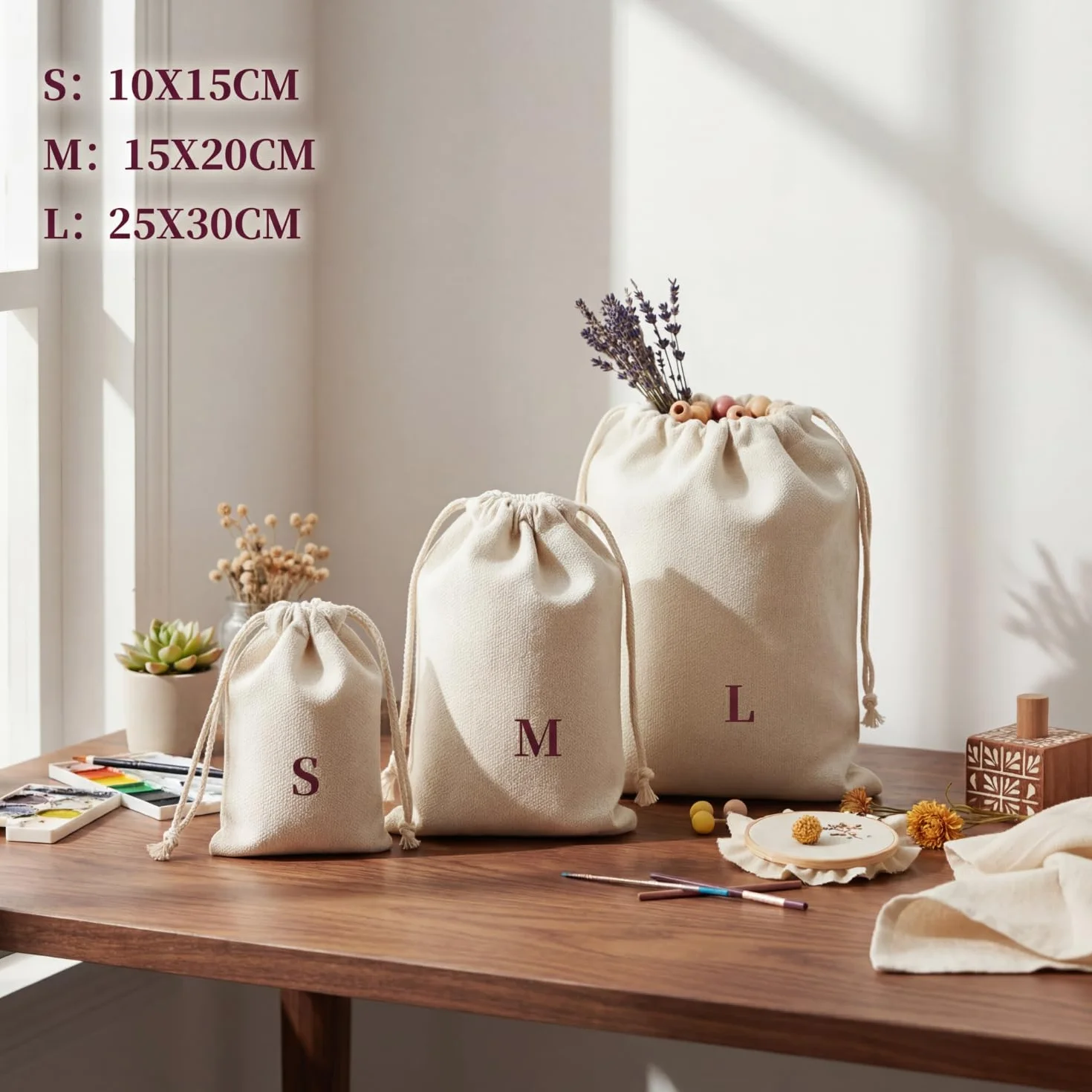 OFFASST 8 Piezas Bolsitas de Tela 15x20cm con Cordón, Bolsas Regalo Pequeñas Reutilizables para Bodas, Cumpleaños, Navidad, Joyas y DIY