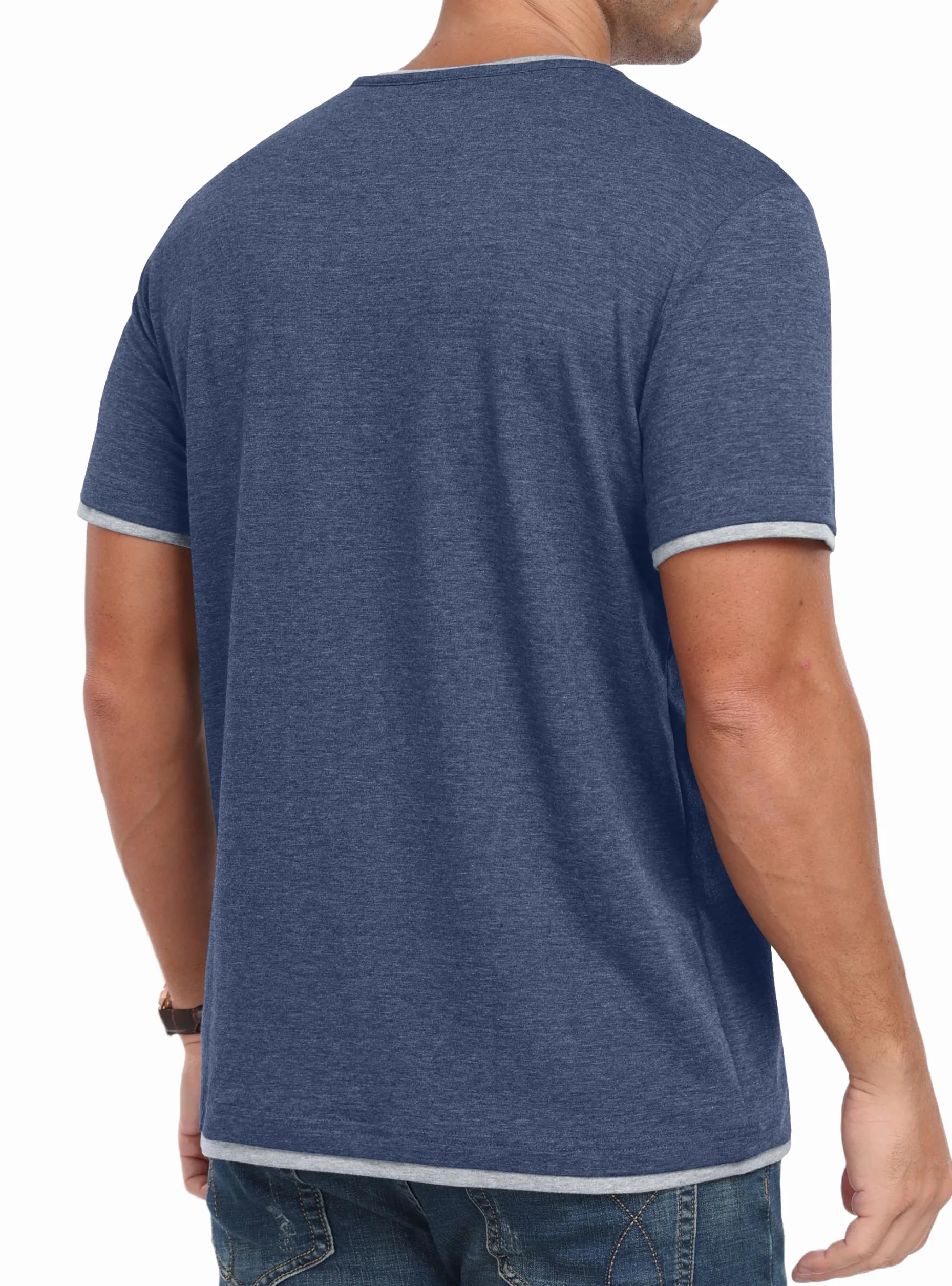 Camiseta Hombre Manga Corta Cuello Redondo Bloques Color