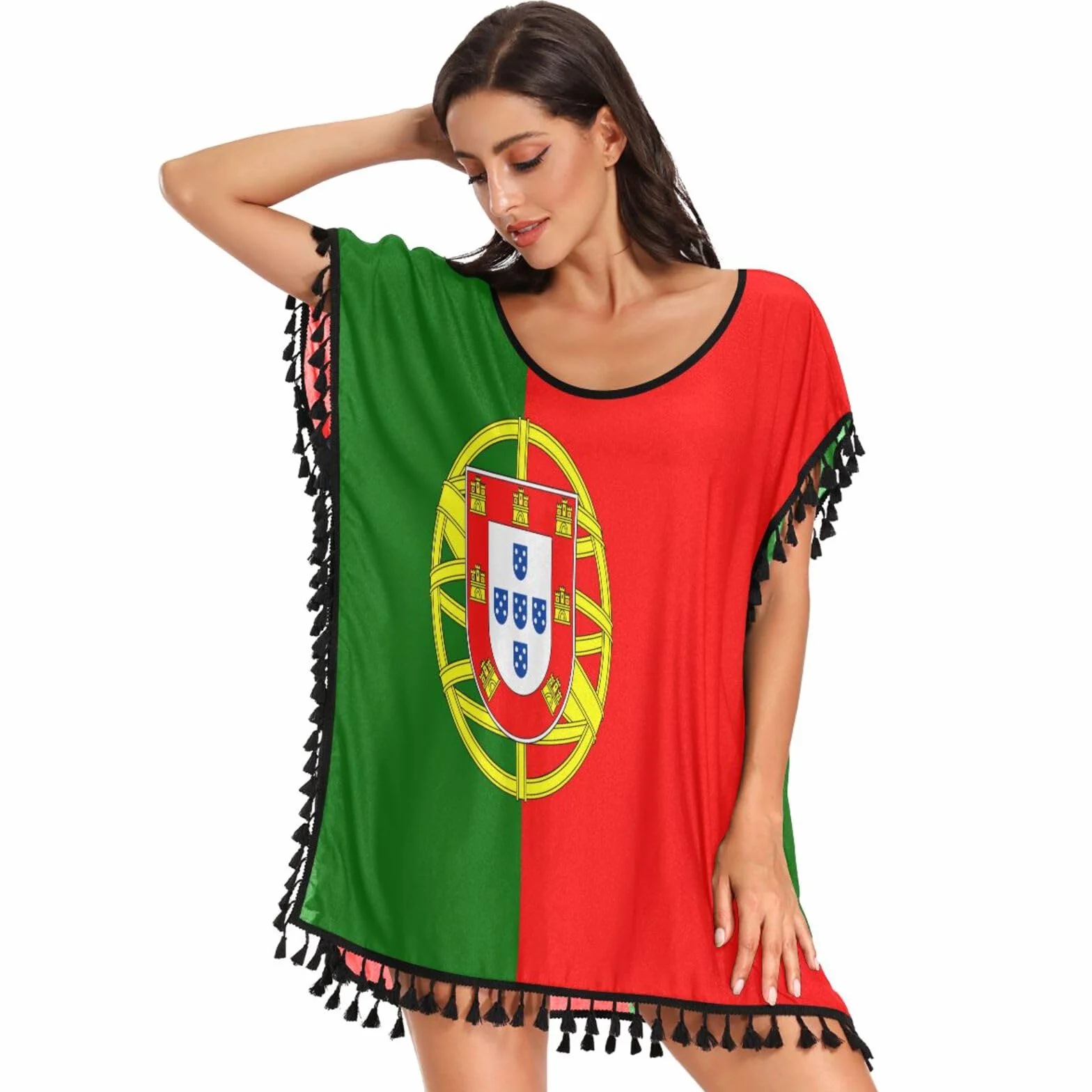 Linqin Traje de baño mujer bandera Portugal vestido playa