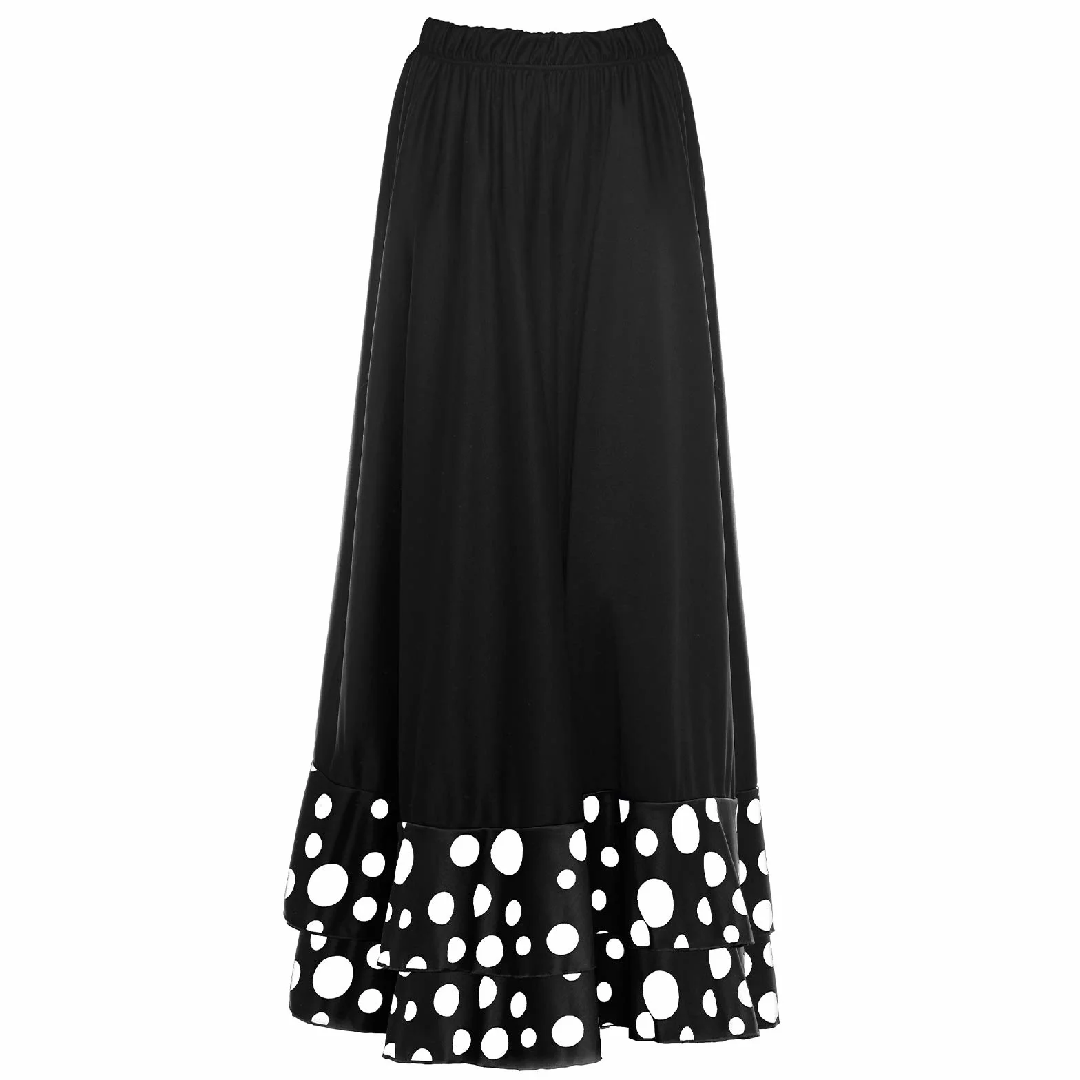 Falda Flamenca Niña Negra Lunares Blancos Volante Doble Tallas 2-12 años Disfraz Baile