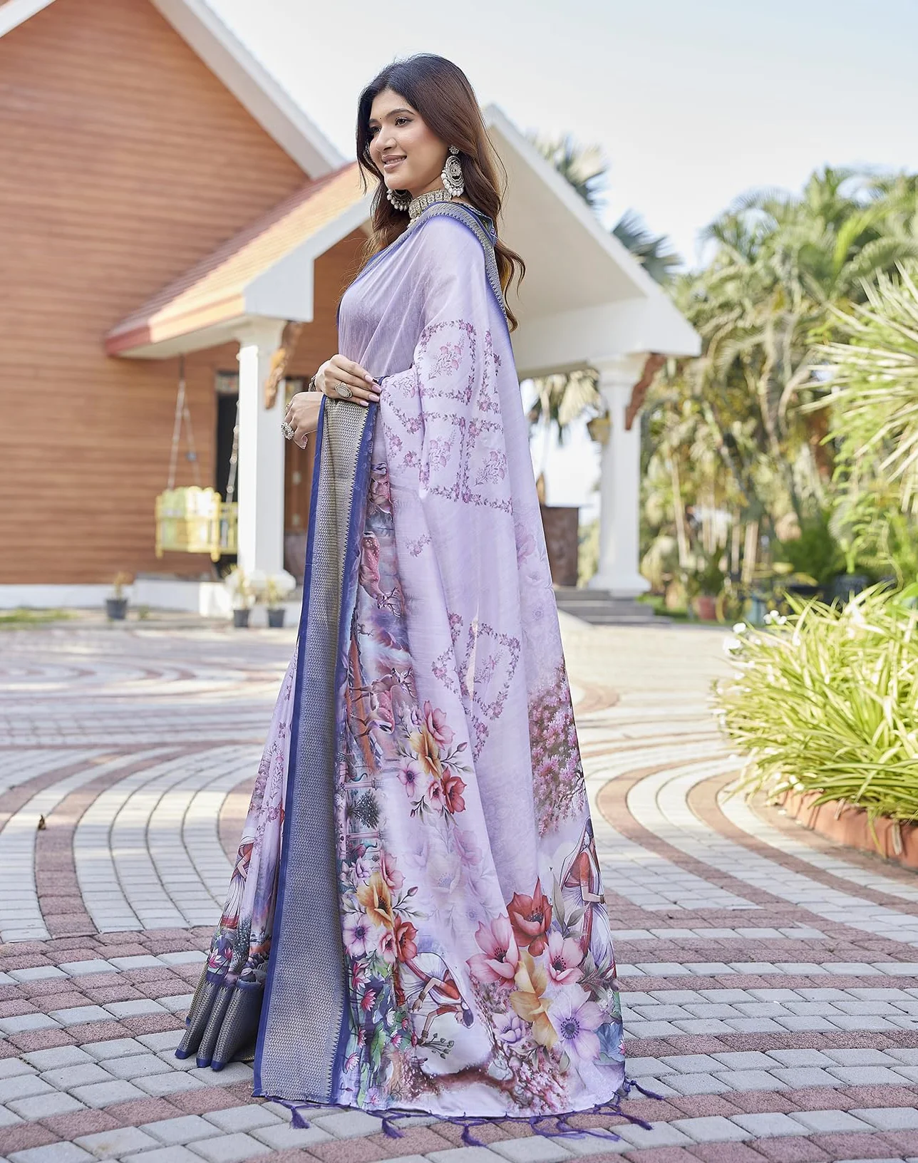 Yashika Banarasi Kanjivaram Sari de seda para mujer étnico