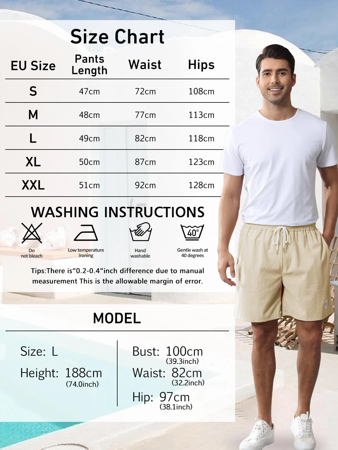 Pantalones Cortos Hombre Algodon Pana Casual Shorts con Bolsillos