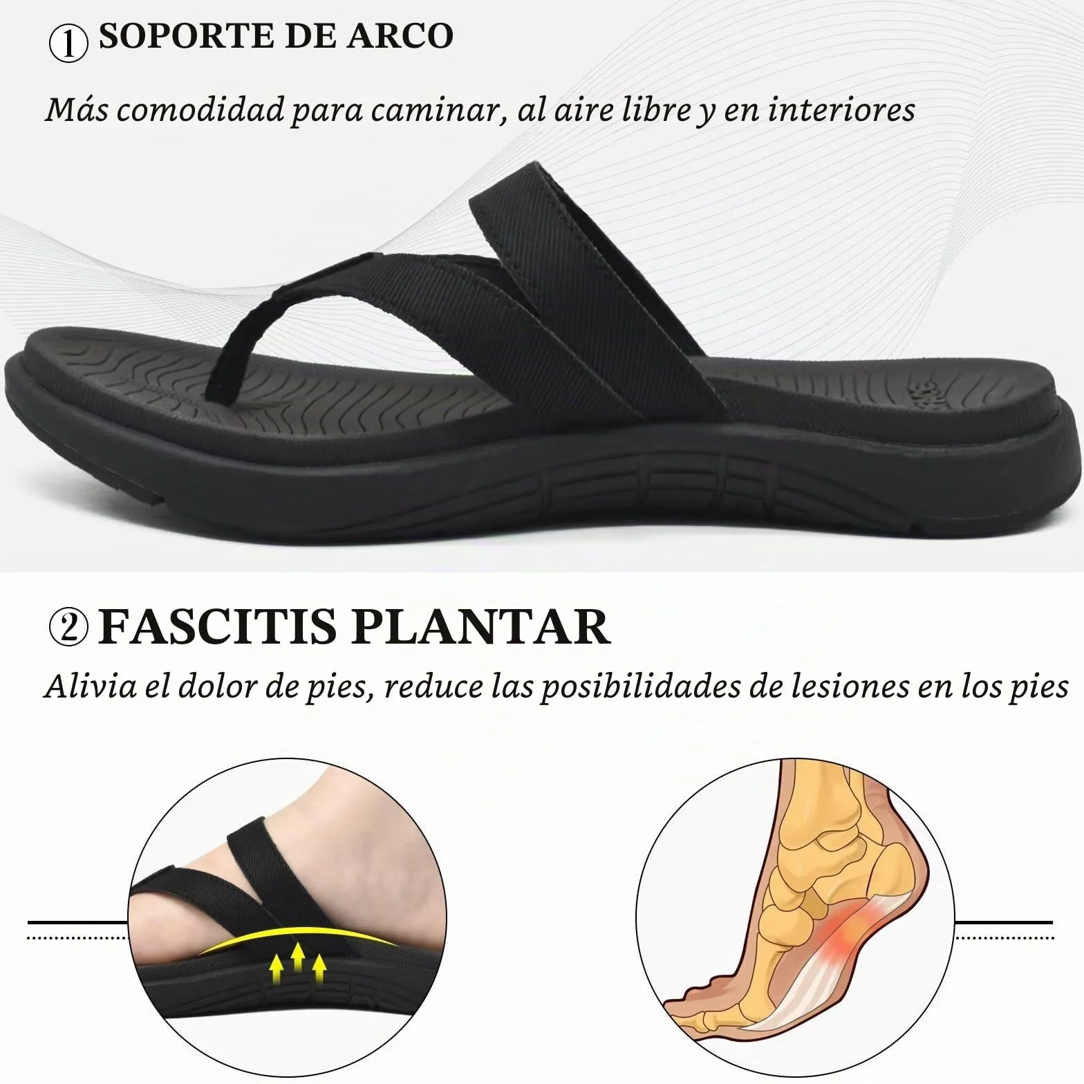 COFACE Chanclas Mujer Moda Ortopedicas Sandalias de Dedo Cuero Verano Playa Antideslizante