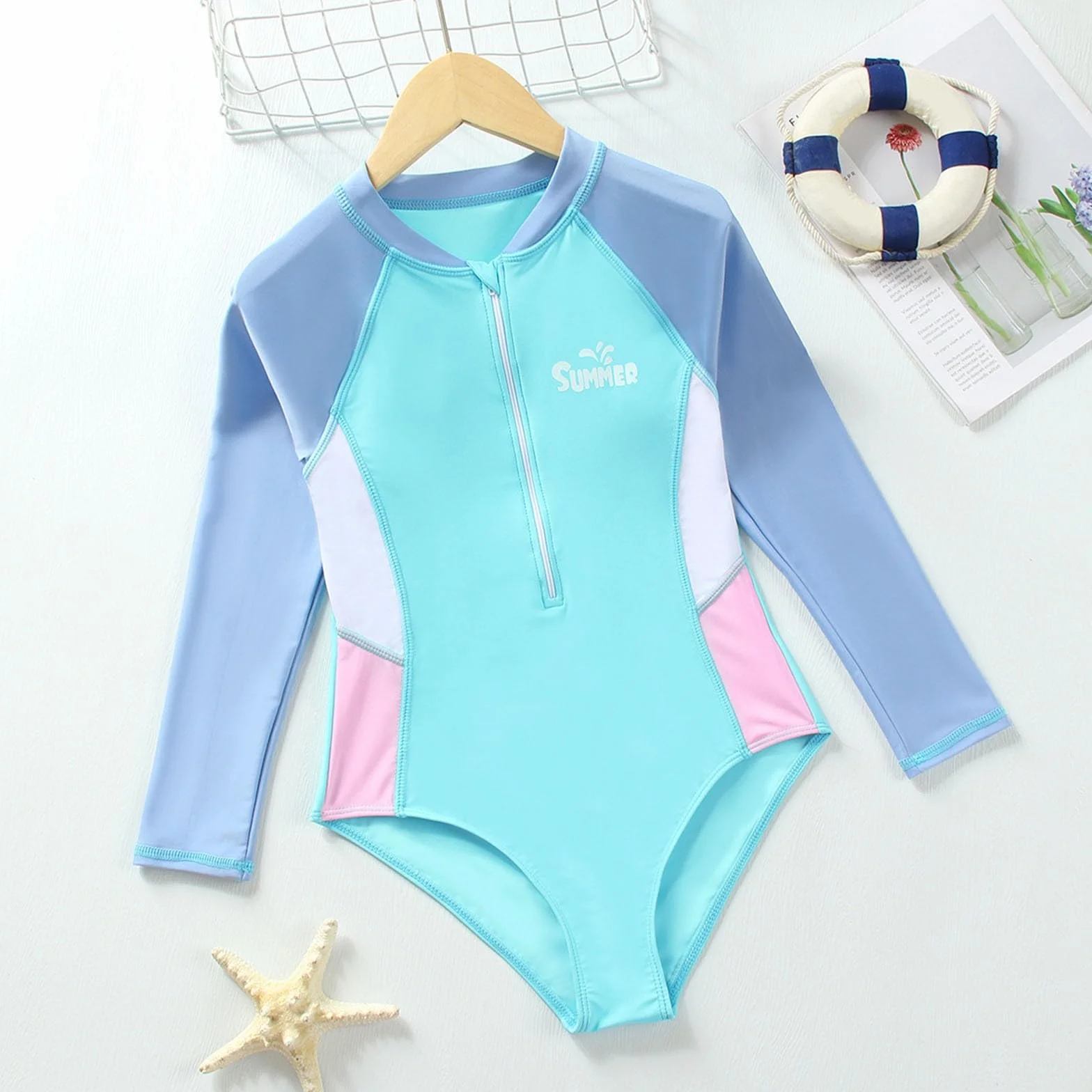 Camisetas de manga larga para niñas 7-13 años Surf Natación Playa Protección Solar