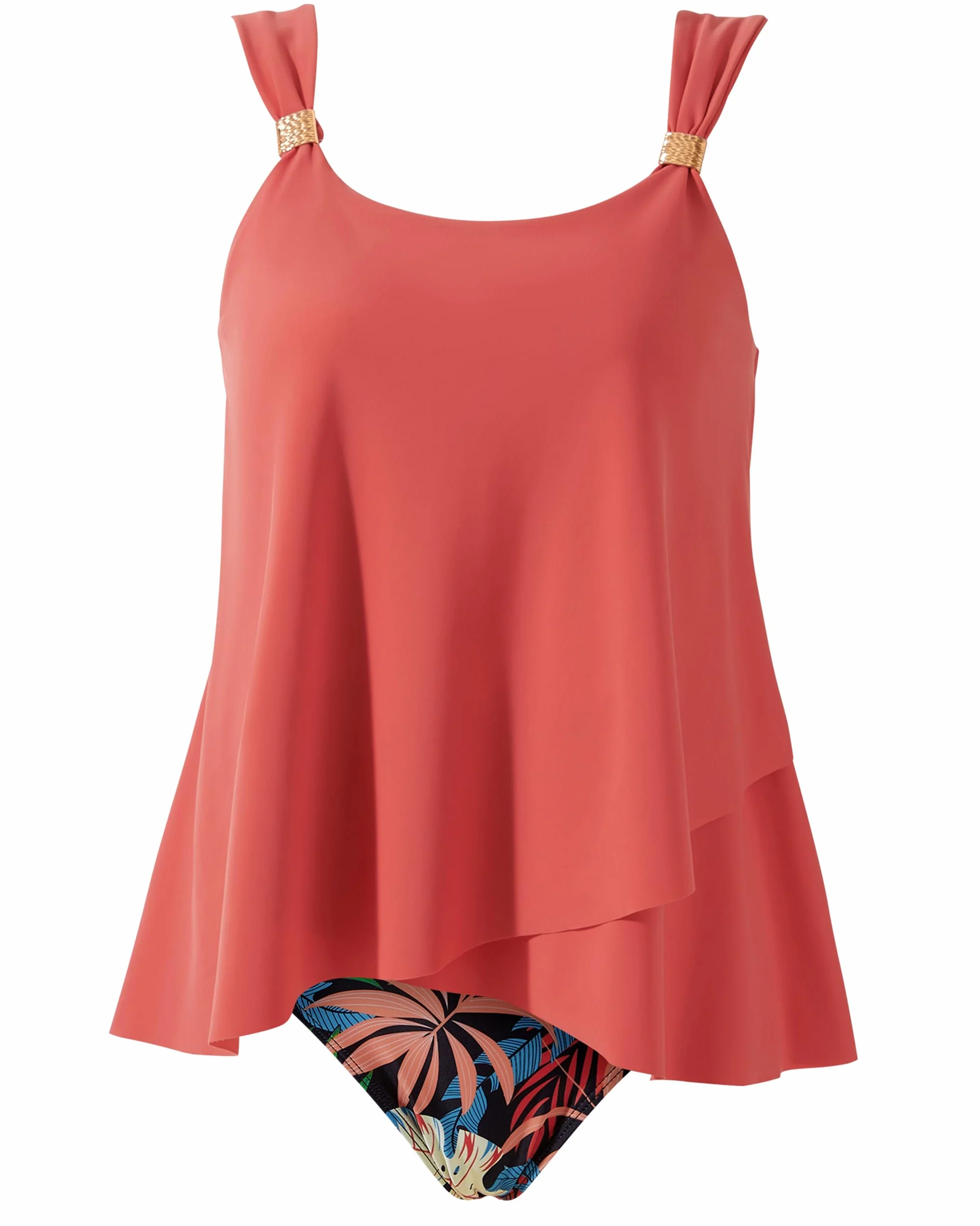 DOULAFASS Tankini para Mujer Cintura Alta Bikini de Dos Piezas Push up Traje de Baño