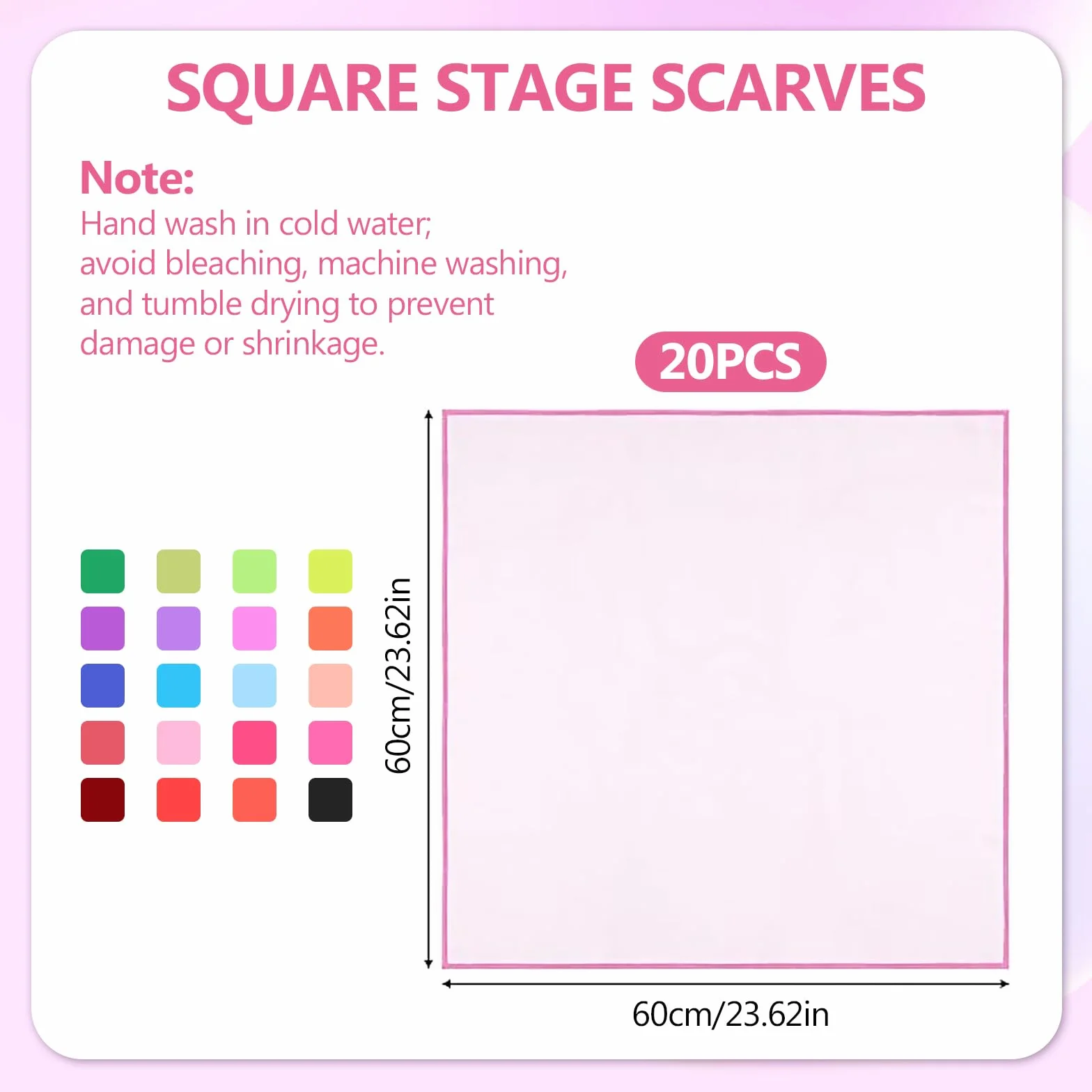 Pañuelos de Malabares Multicolores 60x60cm para Danza Espectáculo Infantil 20 Piezas