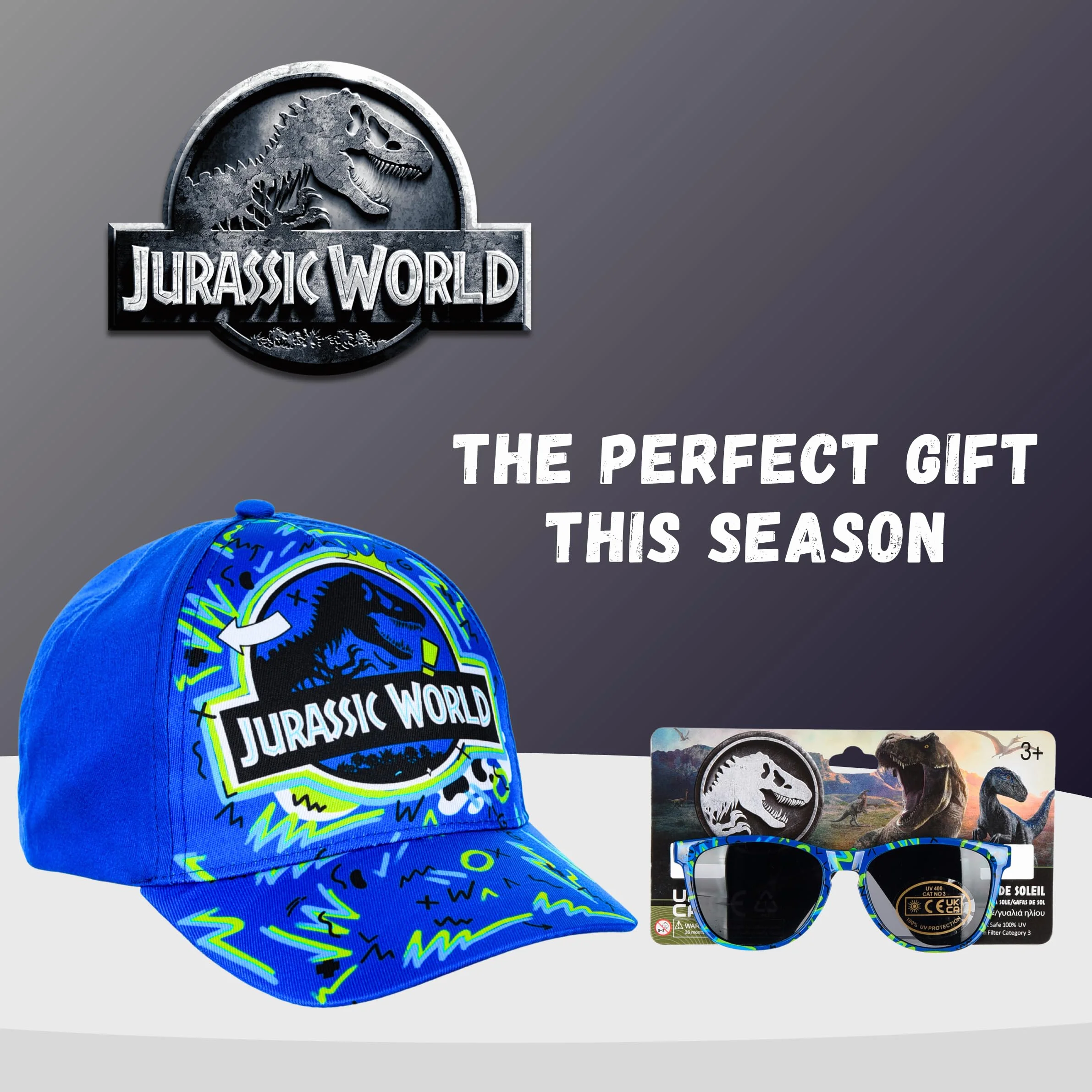 Gorra y Gafas de Sol Jurassic World para Niños Protección UV Verano