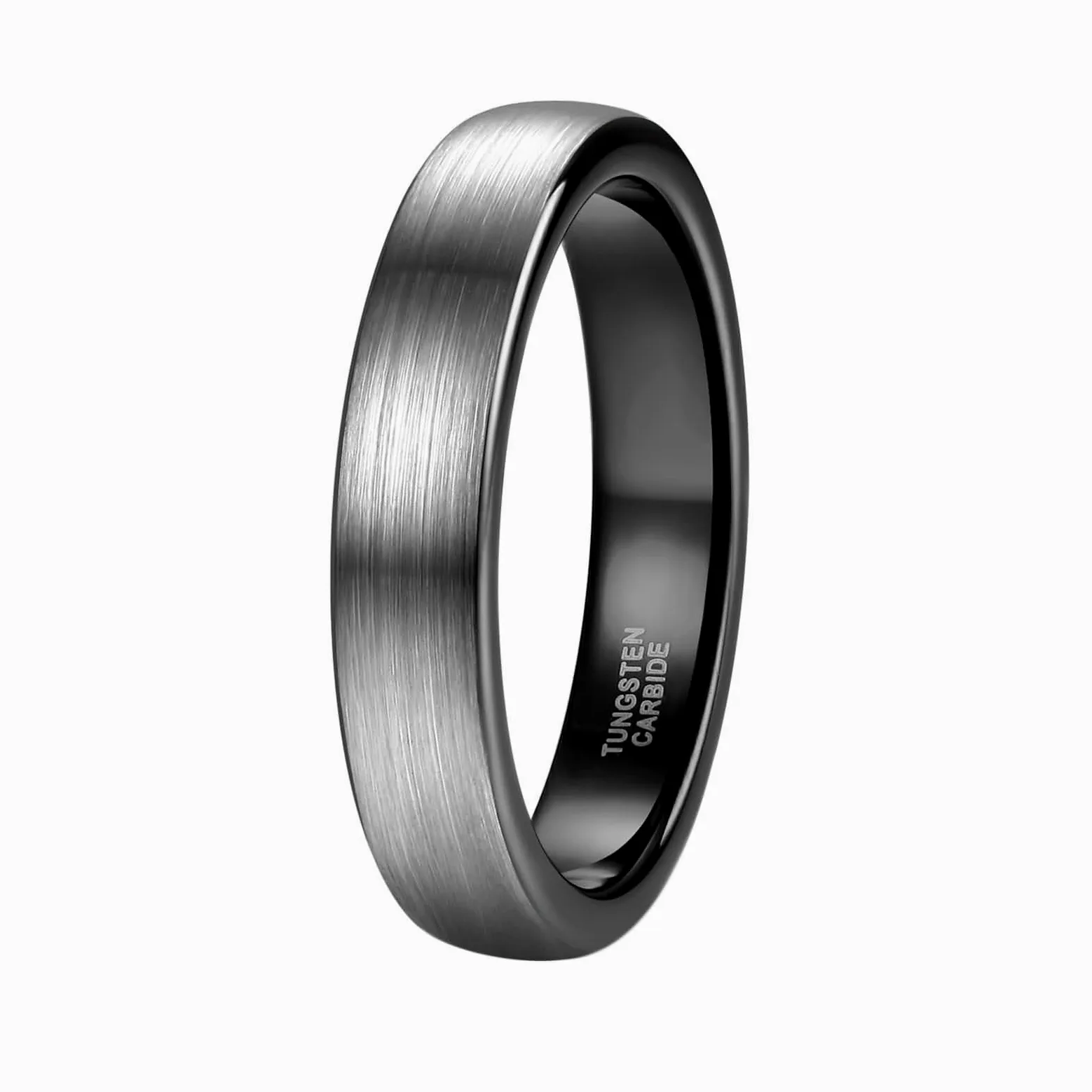 Anillos de Alianza en Tungsteno Plata Negro de Parejas Grabado | 4MM/6MM/8MM Redondo Cepillado,Diseño Atemporal,Ligero para Uso Diario,Resistente a Rayones,Ajuste Cómodo