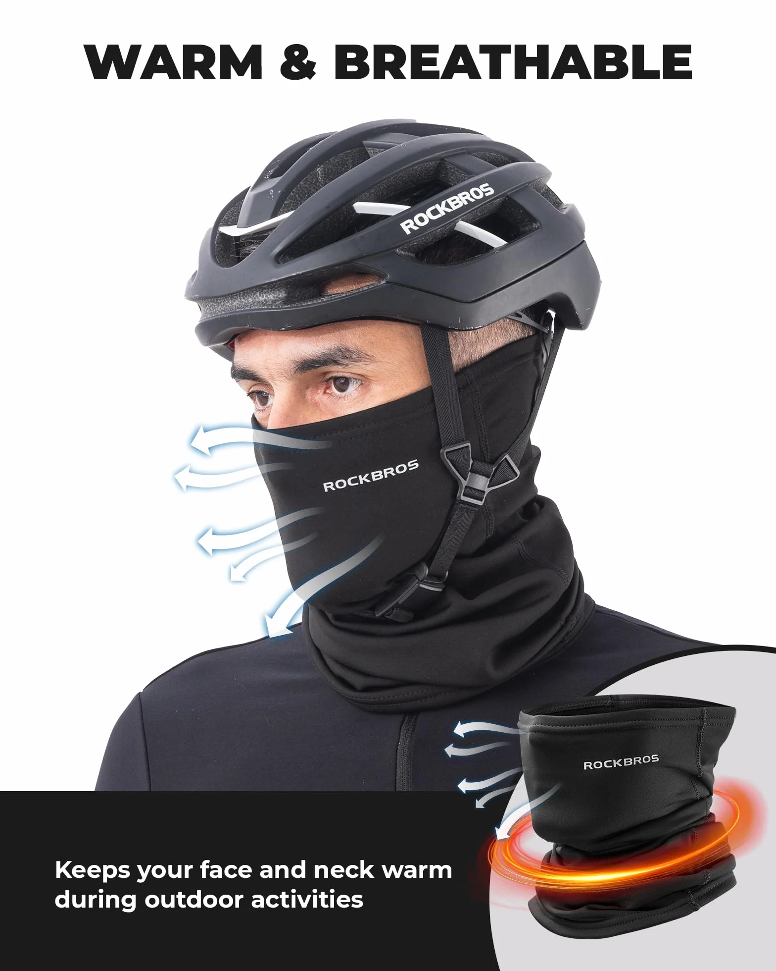 ROCKBROS Braga Térmica Pasamontañas de Invierno para Ciclismo Esquí Senderismo