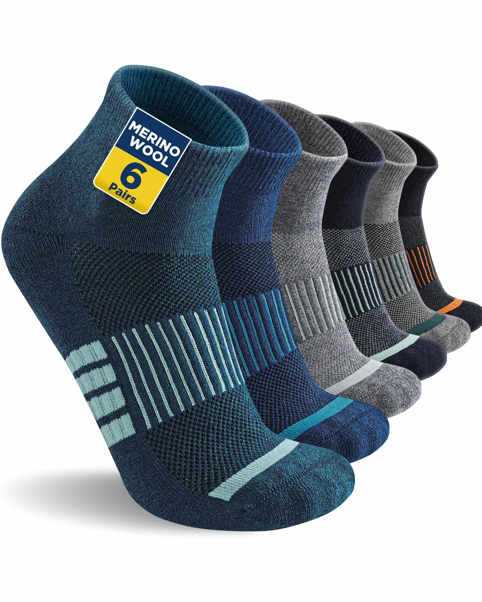 Calcetines Trekking Merino Unisex Paquete 6 Pares Deportivos Transpirables Amortiguación