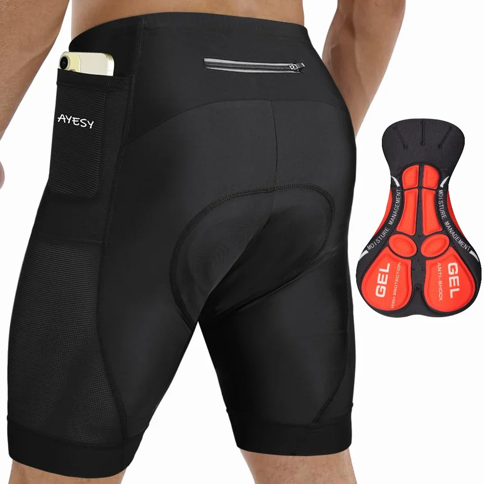 Culotte Ciclismo Hombre Pantalones Cortos Compresión 3D Acolchados 3 Bolsillos Transpirable Secado Rápido MTB Bicicleta