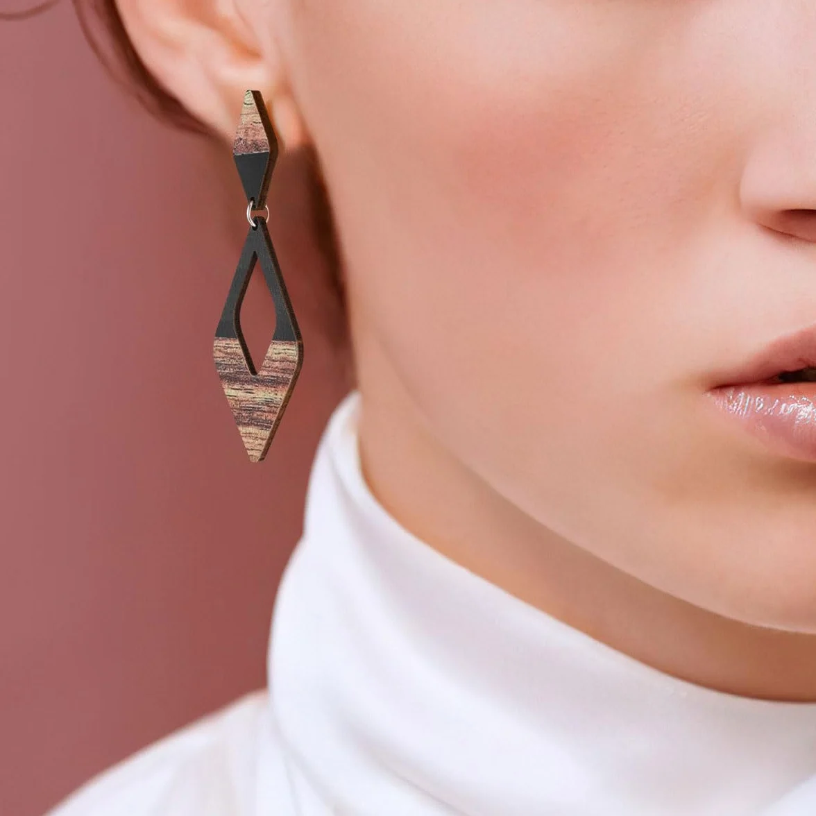 Pendientes Mujer de Ópalo Plata 925 Colgantes Geométricos con Diamantes