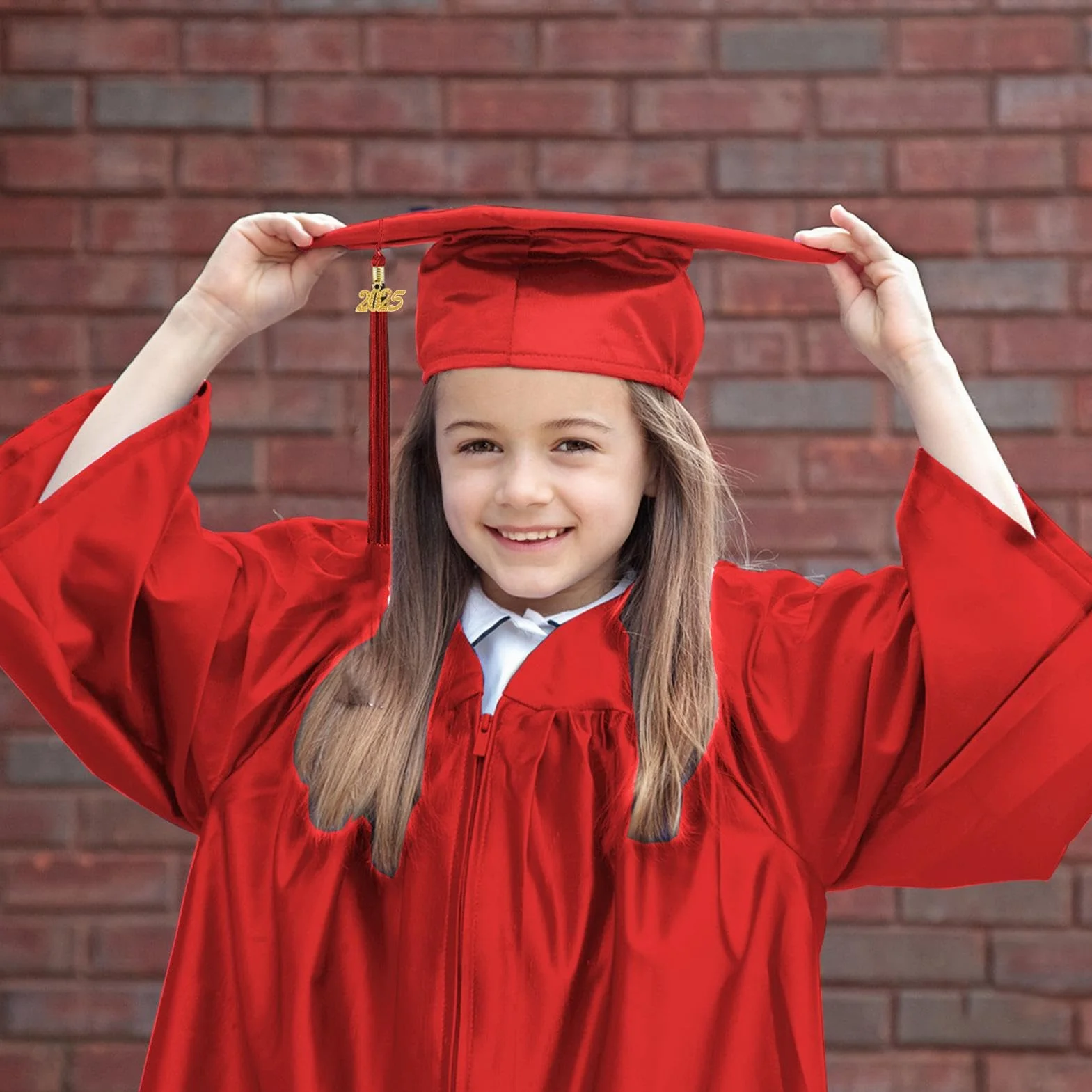 Conjunto de Toga y Birrete de Graduación 2025 para Estudiantes de Primaria con Cremallera