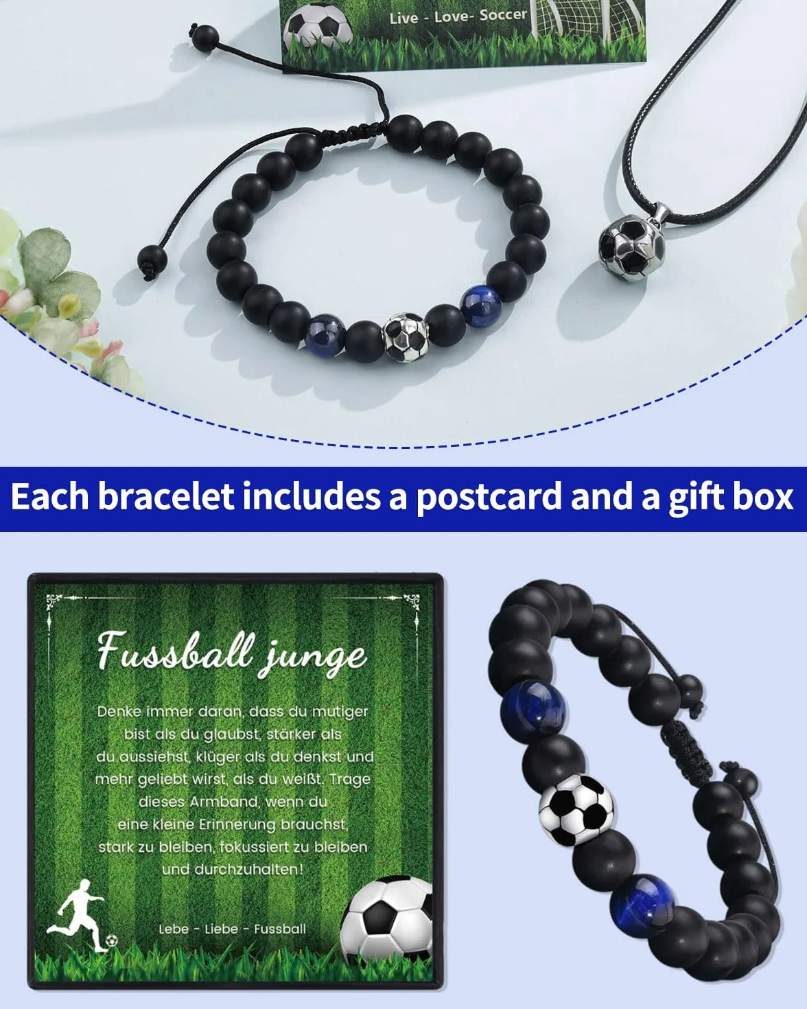 Pulsera de Fútbol para Niños 10-12 Años Regalo de Cumpleaños