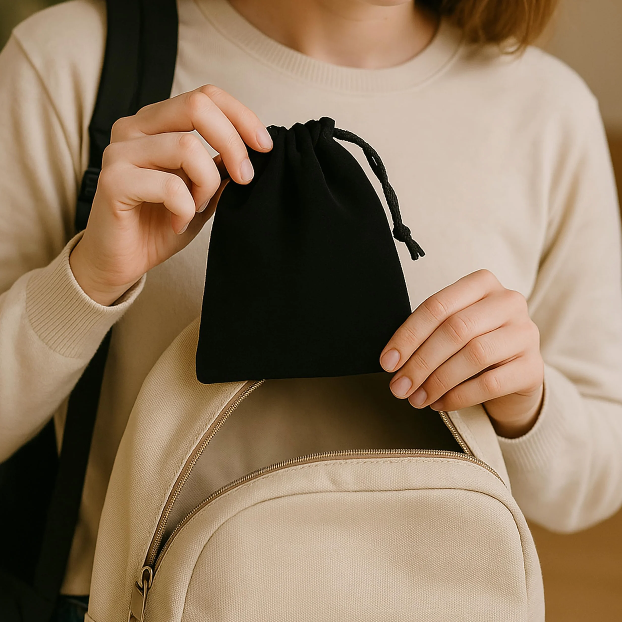 Pack de 5 Bolsas de Terciopelo Negro con Cordón, 10 x 15 cm - Ideal para Joyería, Dulces, Regalos de Boda, Tapones para los Oídos y Llaveros - Bolsitas Multiusos Elegantes y Prácticas