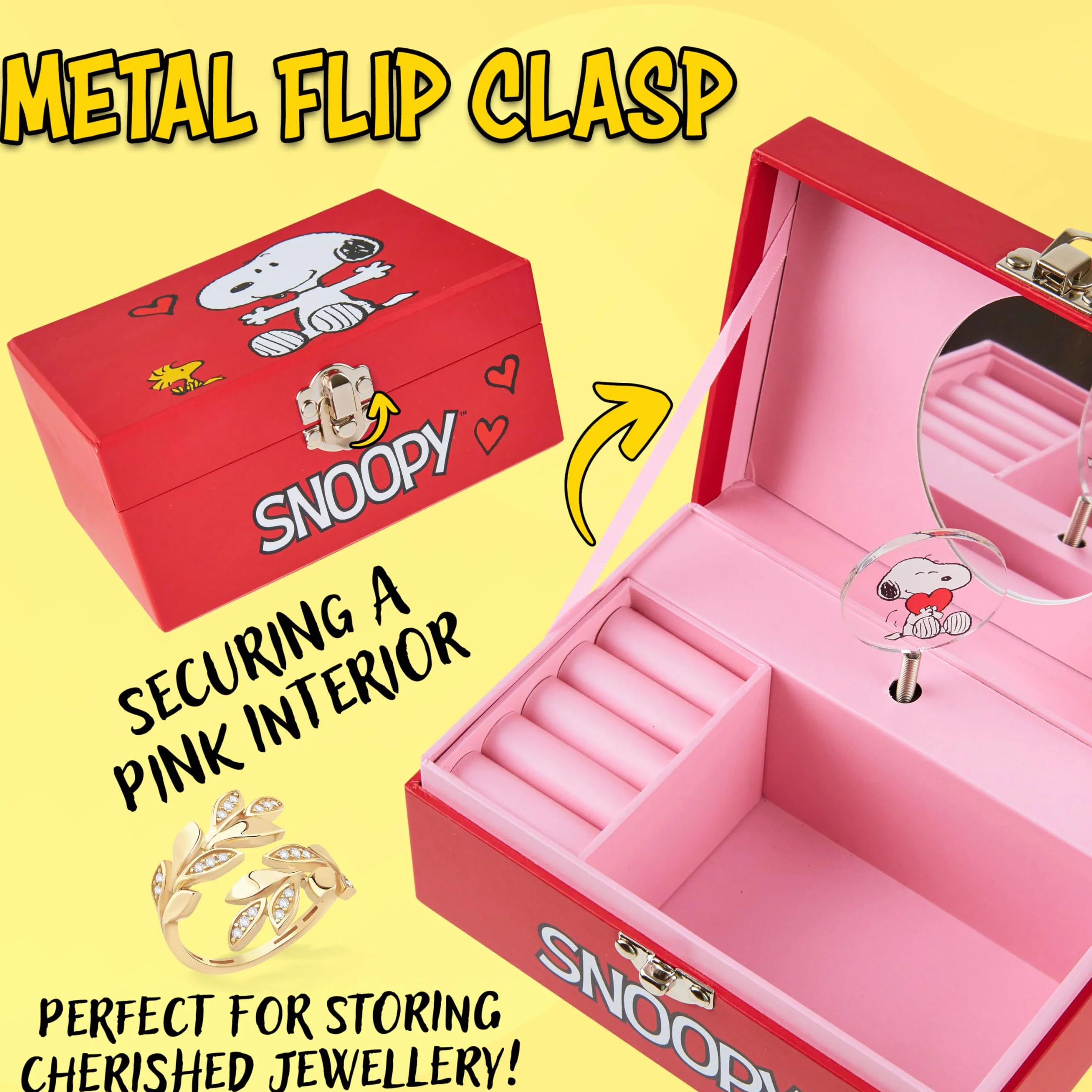 Peanuts Snoopy Caja de Joyería Musical para Niñas