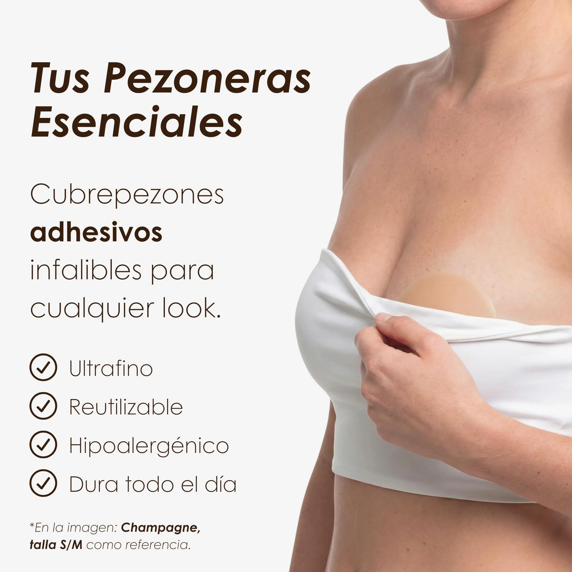 NEATS Sujetador Adhesivo Hipoalergénico de Silicona, Cubre Pezones Invisibles Reutilizables
