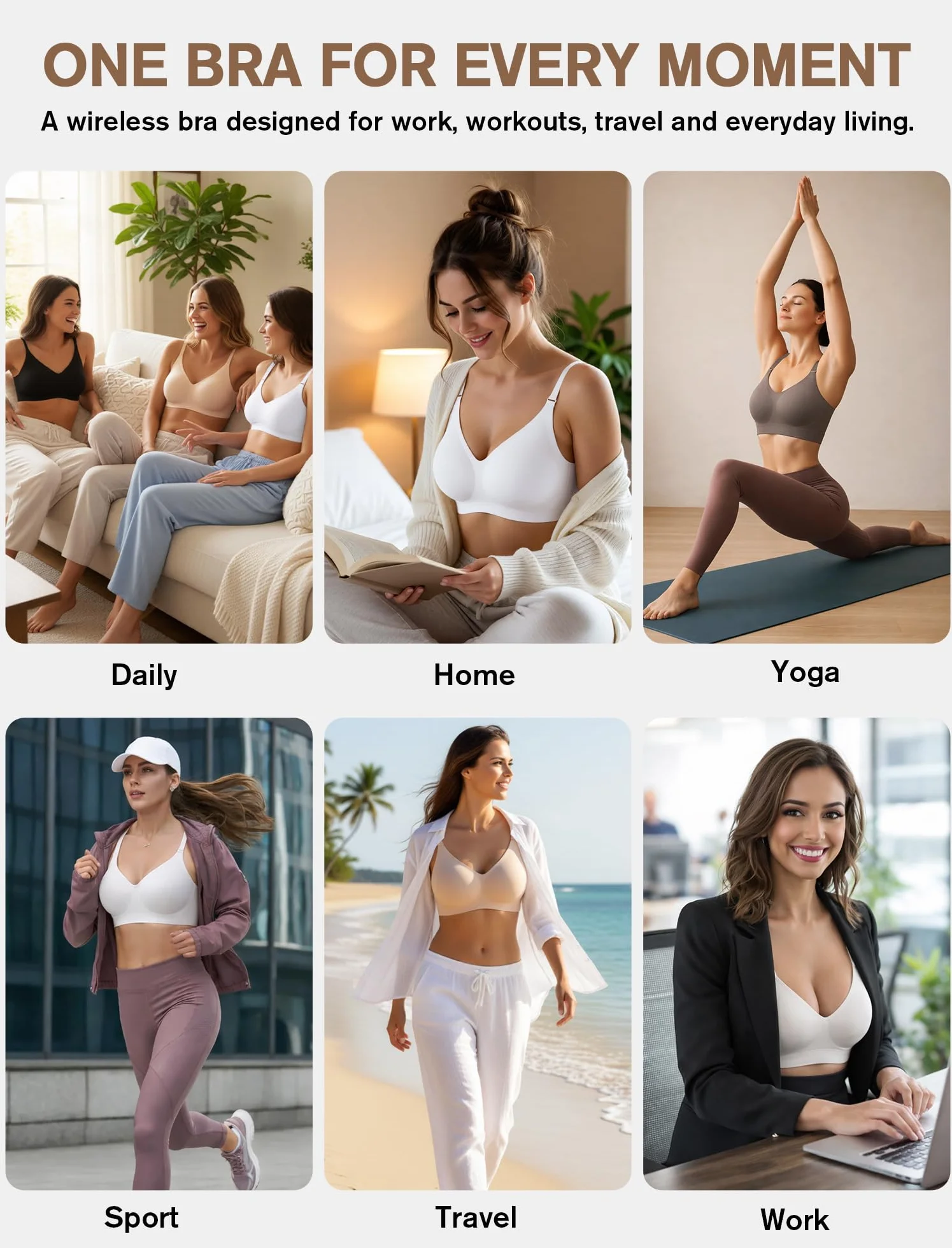 EIISSION Sujetador sin Aros Mujer Reductor Push Up Cómodo Talla Grande Invisible Diario Bralette sin Costuras