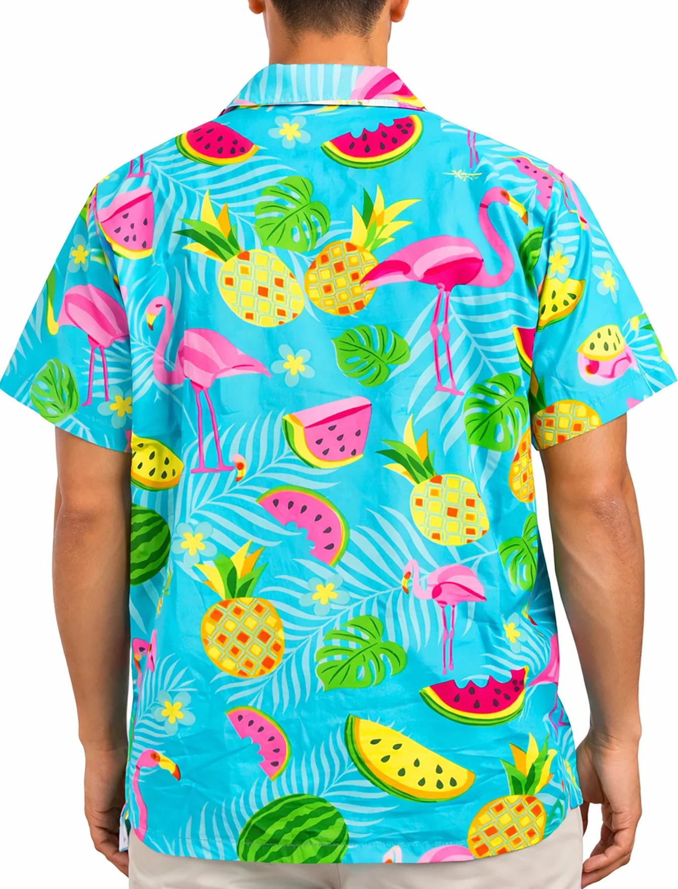 Camisa Hawaiana Hombre Manga Corta Flamingo Melon King Kameha