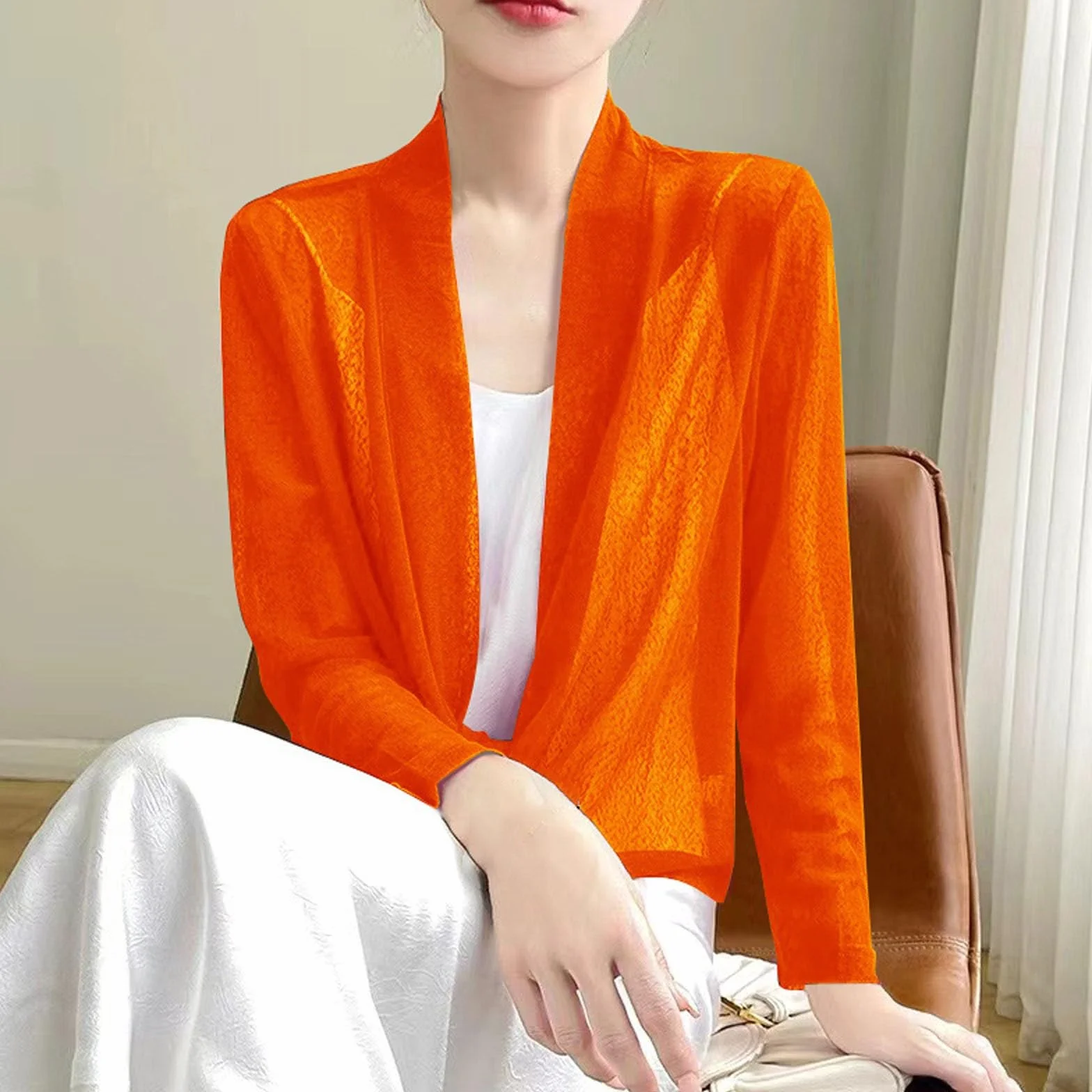 Bolero - Chaleco para mujer, elegante, talla grande, informal, manga larga, abrigo versátil, chaquetas